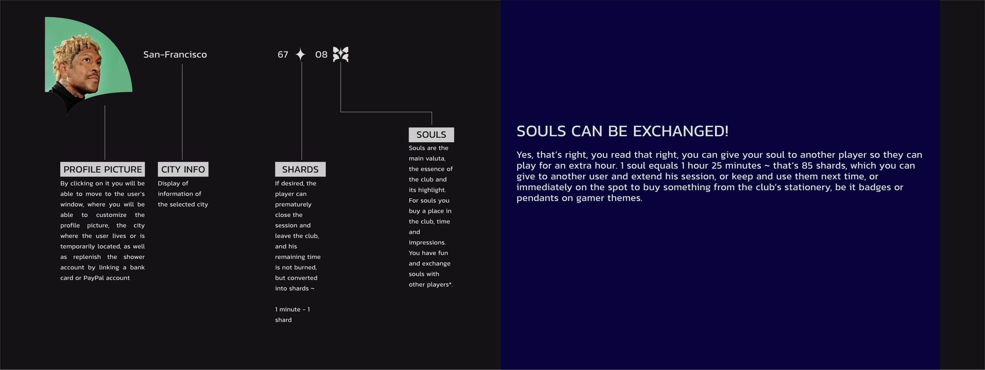 Soulawt / Игровой клуб за души — Изображение №5 — Интерфейсы, Брендинг на Dprofile