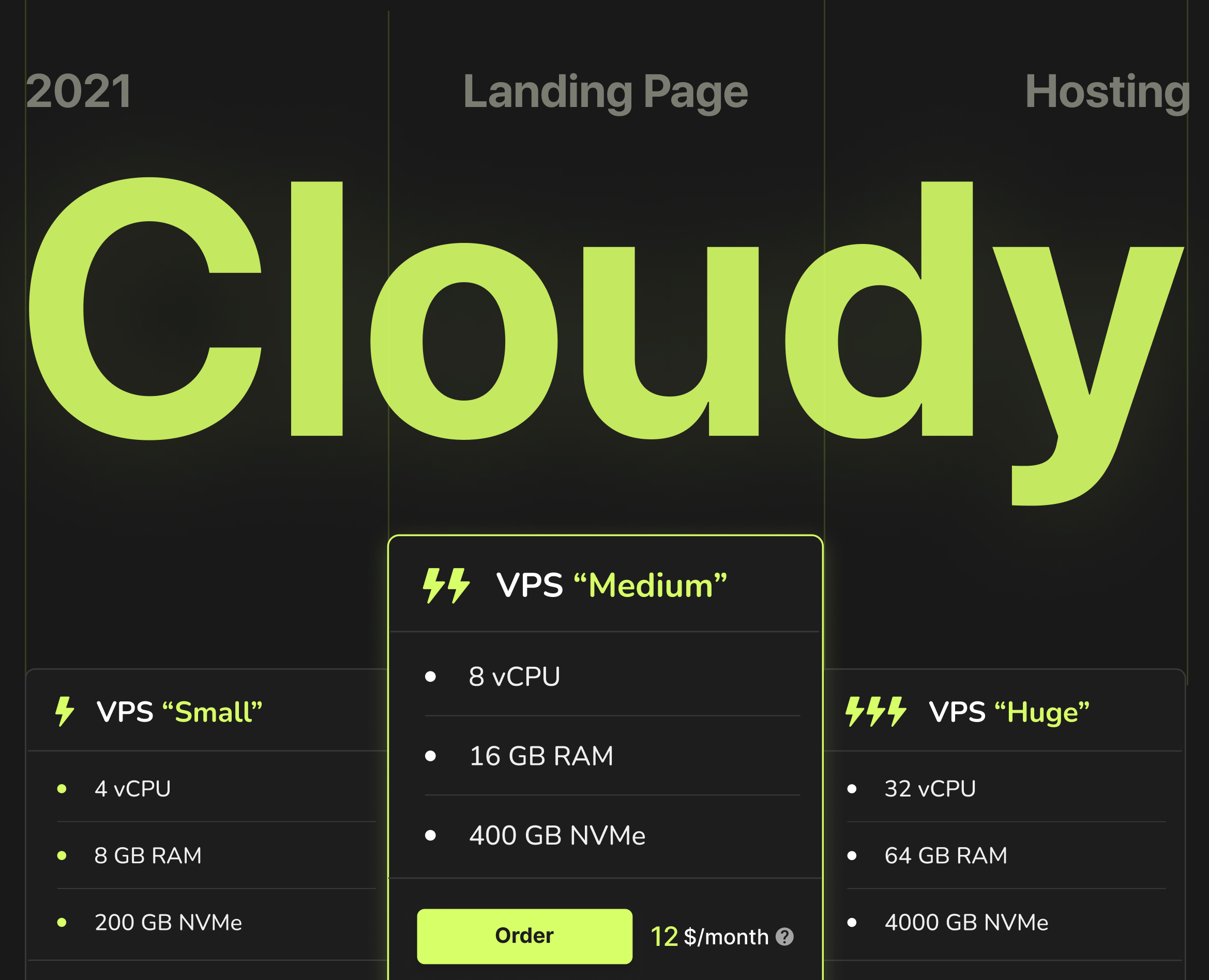 Cloudy - дизайн посадочной страницы для аренды сервера — Интерфейсы на Dprofile