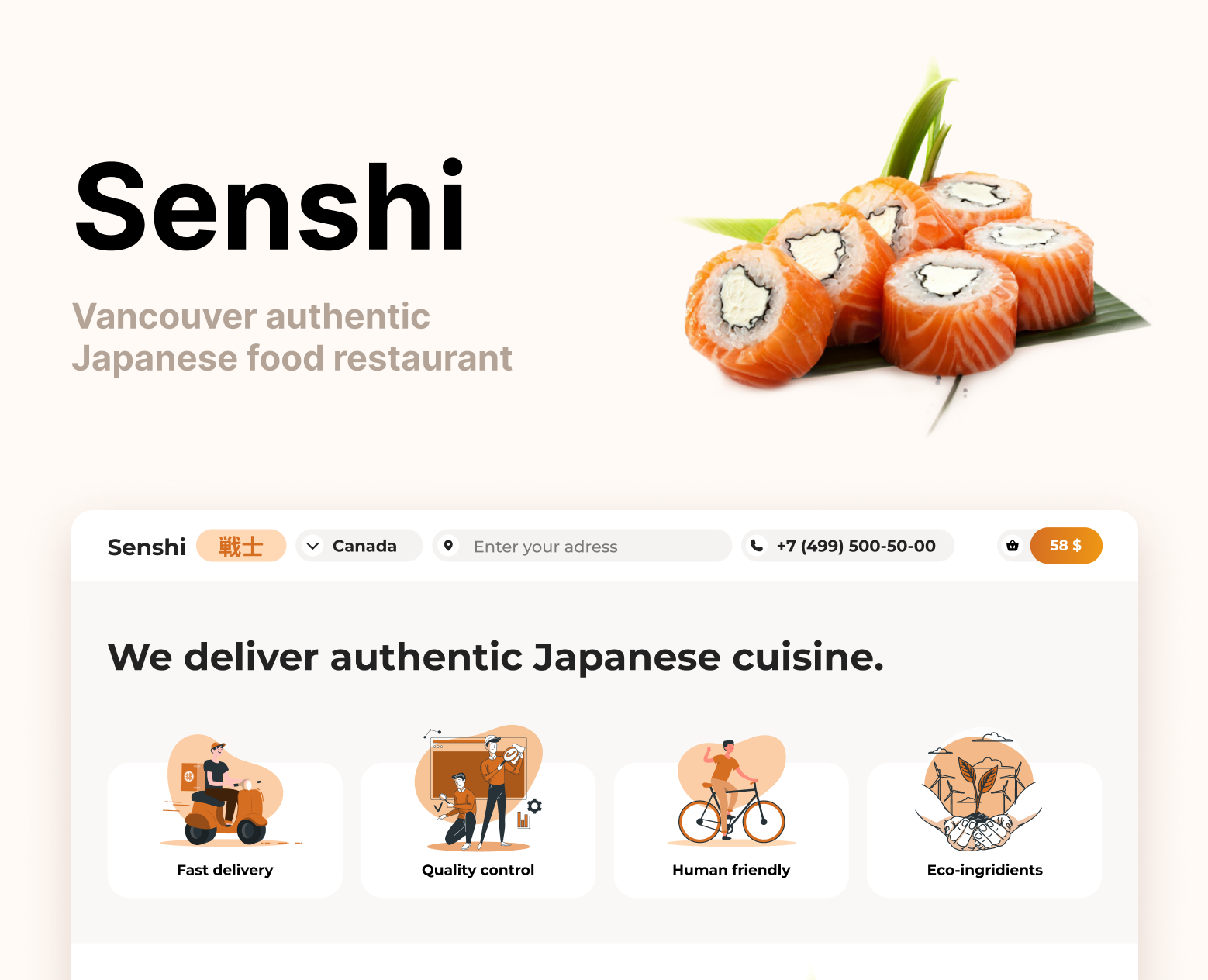 senshi - суши ресторан — Интерфейсы на Dprofile