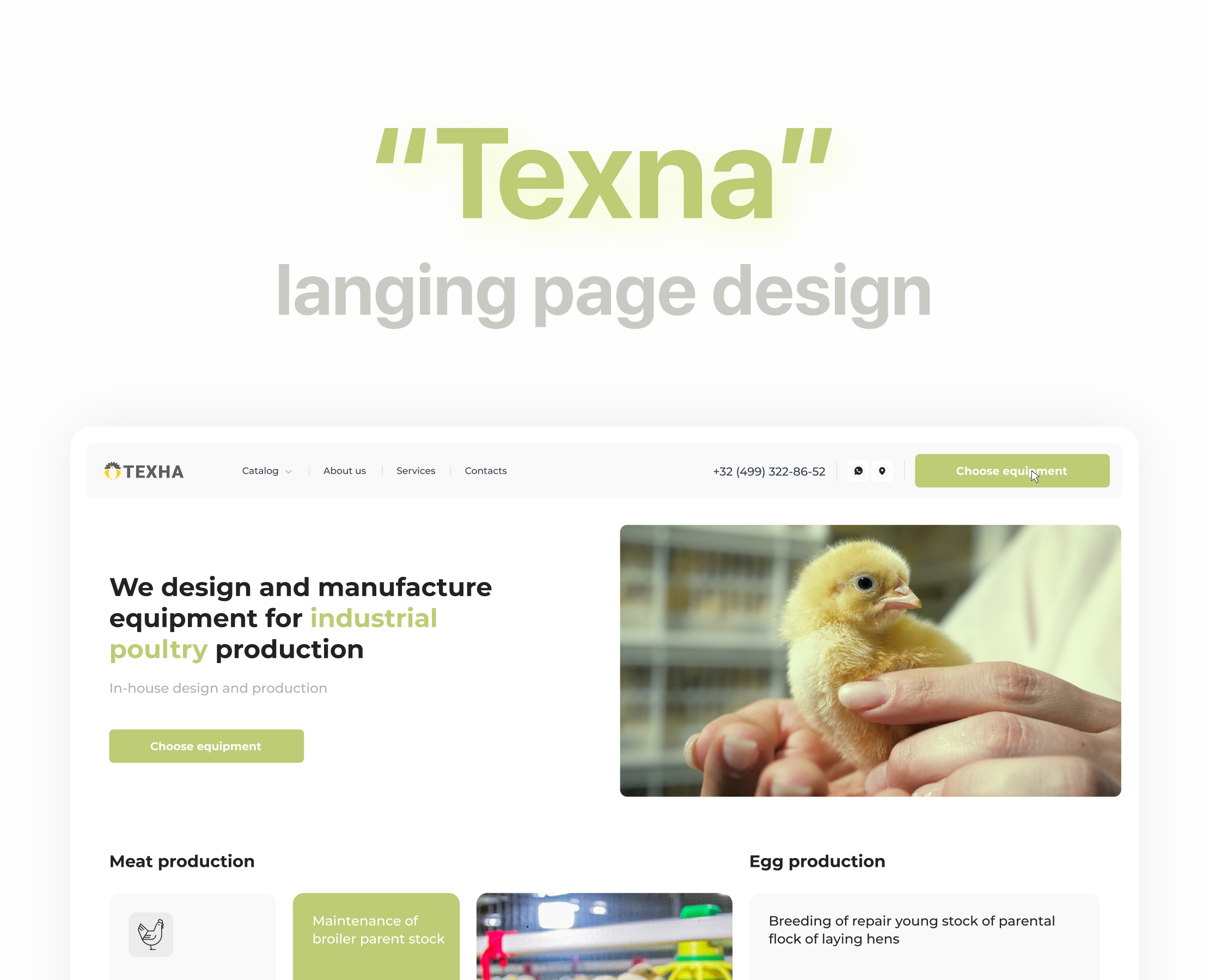 TEXНА - лендинг для производителя бройлеров — Интерфейсы на Dprofile