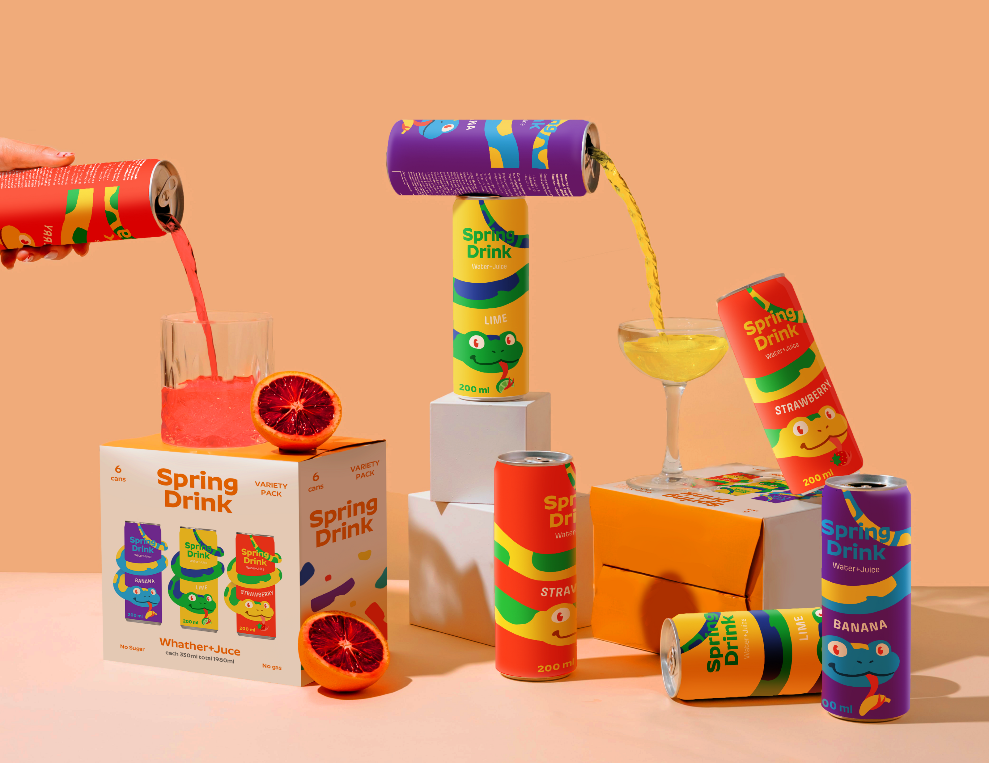 Упаковка газировки : Spring Drink — Изображение №7 — Брендинг, Иллюстрация на Dprofile