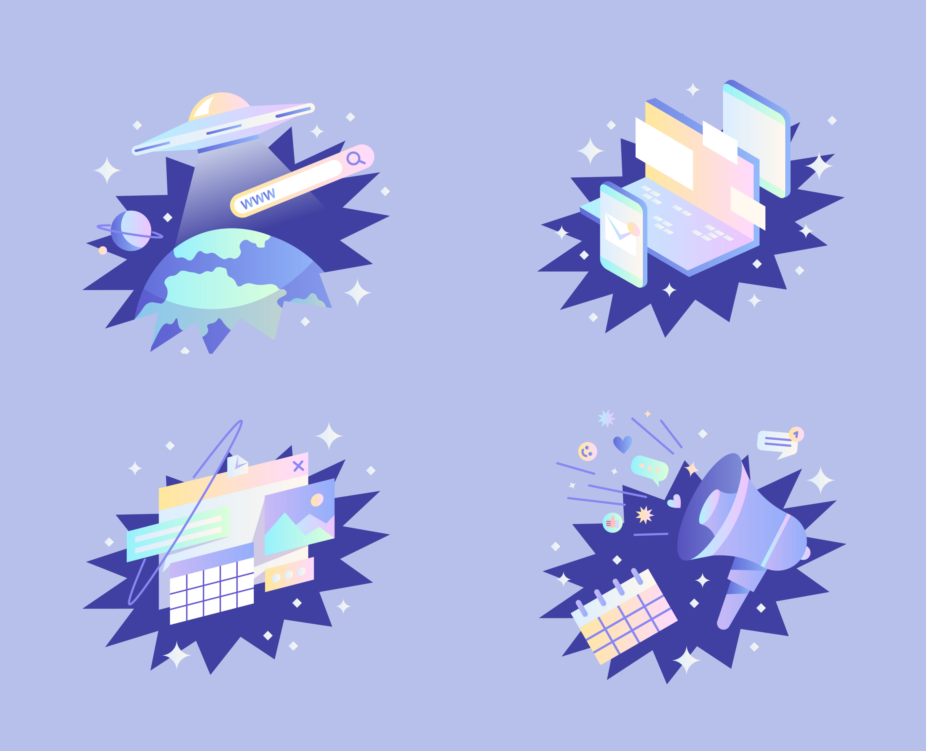 Web Space | Vector illustrations set — Иллюстрация на Dprofile