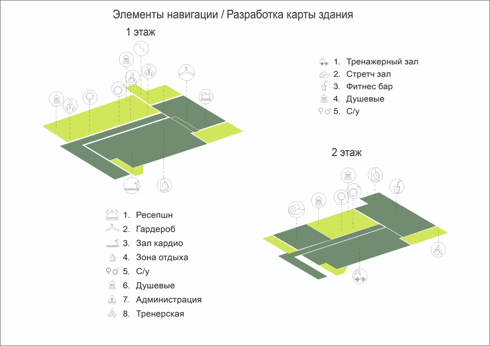 Fitness club navigation system(Навигация фитнеса) — Изображение №4 — Брендинг на Dprofile