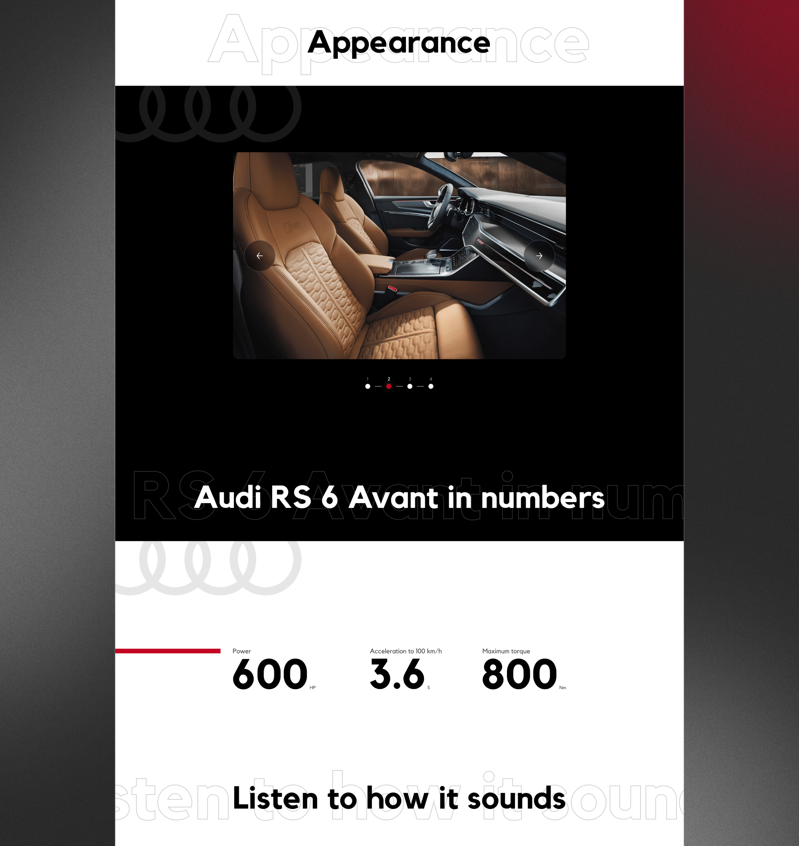 Audi RS 6 Avant concept landing page — Изображение №3 — Интерфейсы, Маркетинг на Dprofile