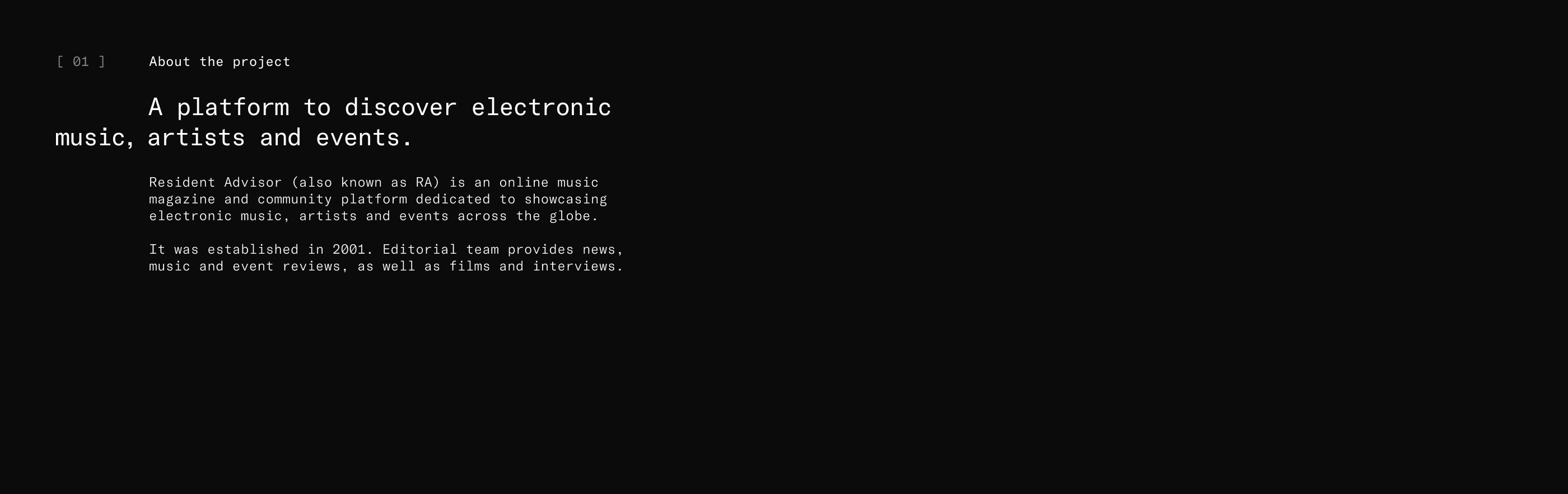 Resident Advisor — online magazine redesign — Изображение №2 — Интерфейсы, Анимация на Dprofile