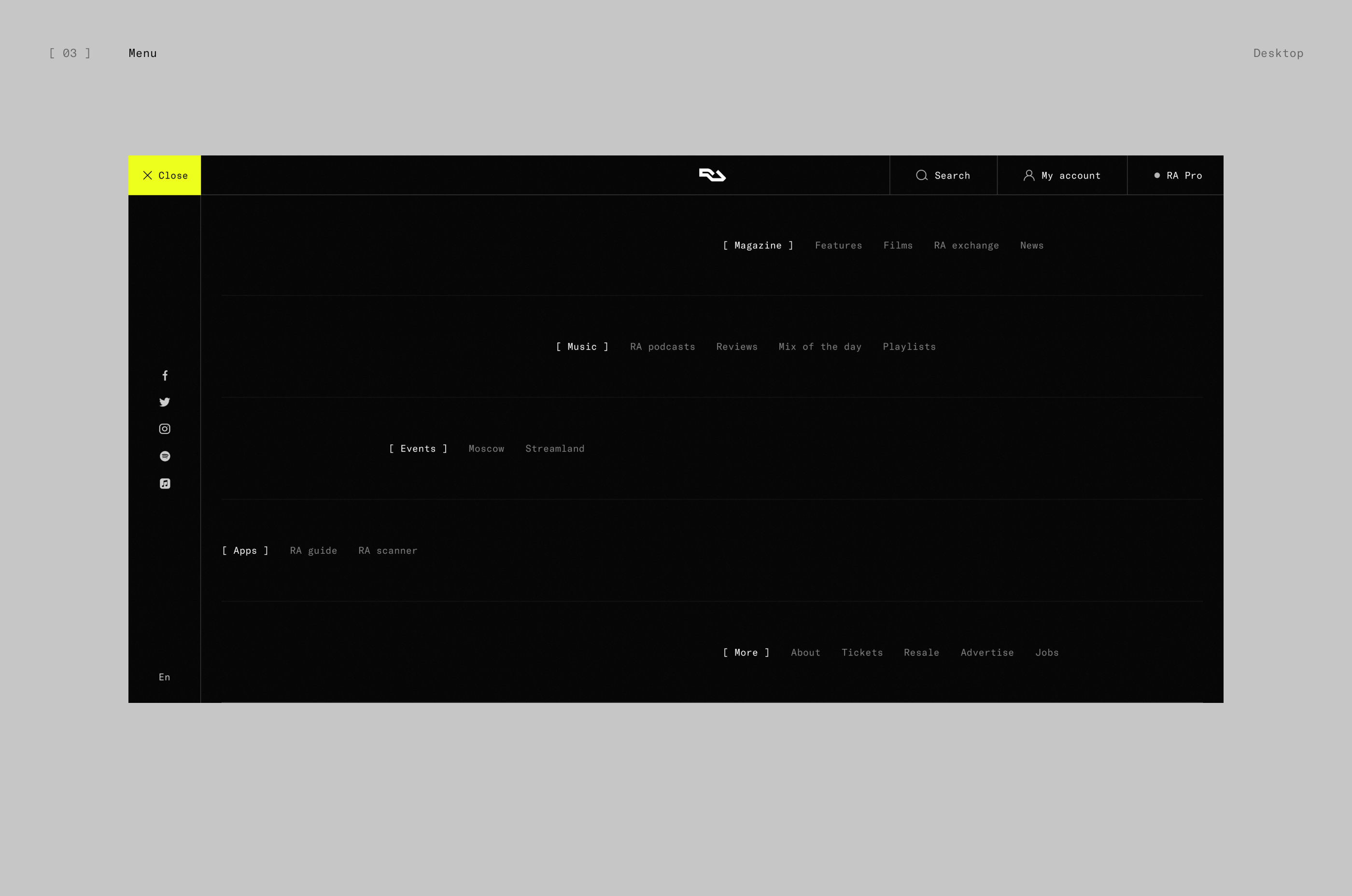 Resident Advisor — online magazine redesign — Изображение №8 — Интерфейсы, Анимация на Dprofile