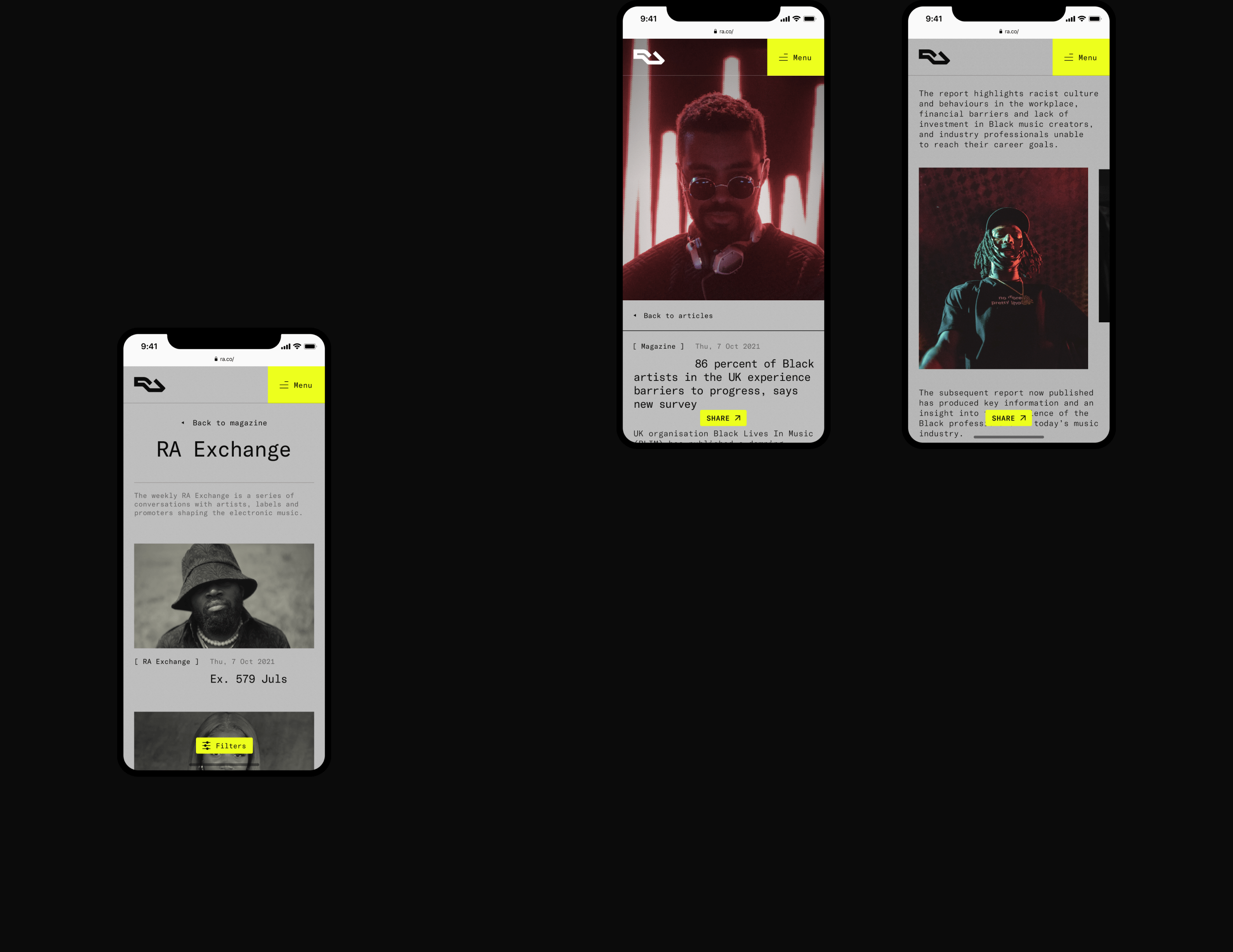 Resident Advisor — online magazine redesign — Изображение №13 — Интерфейсы, Анимация на Dprofile