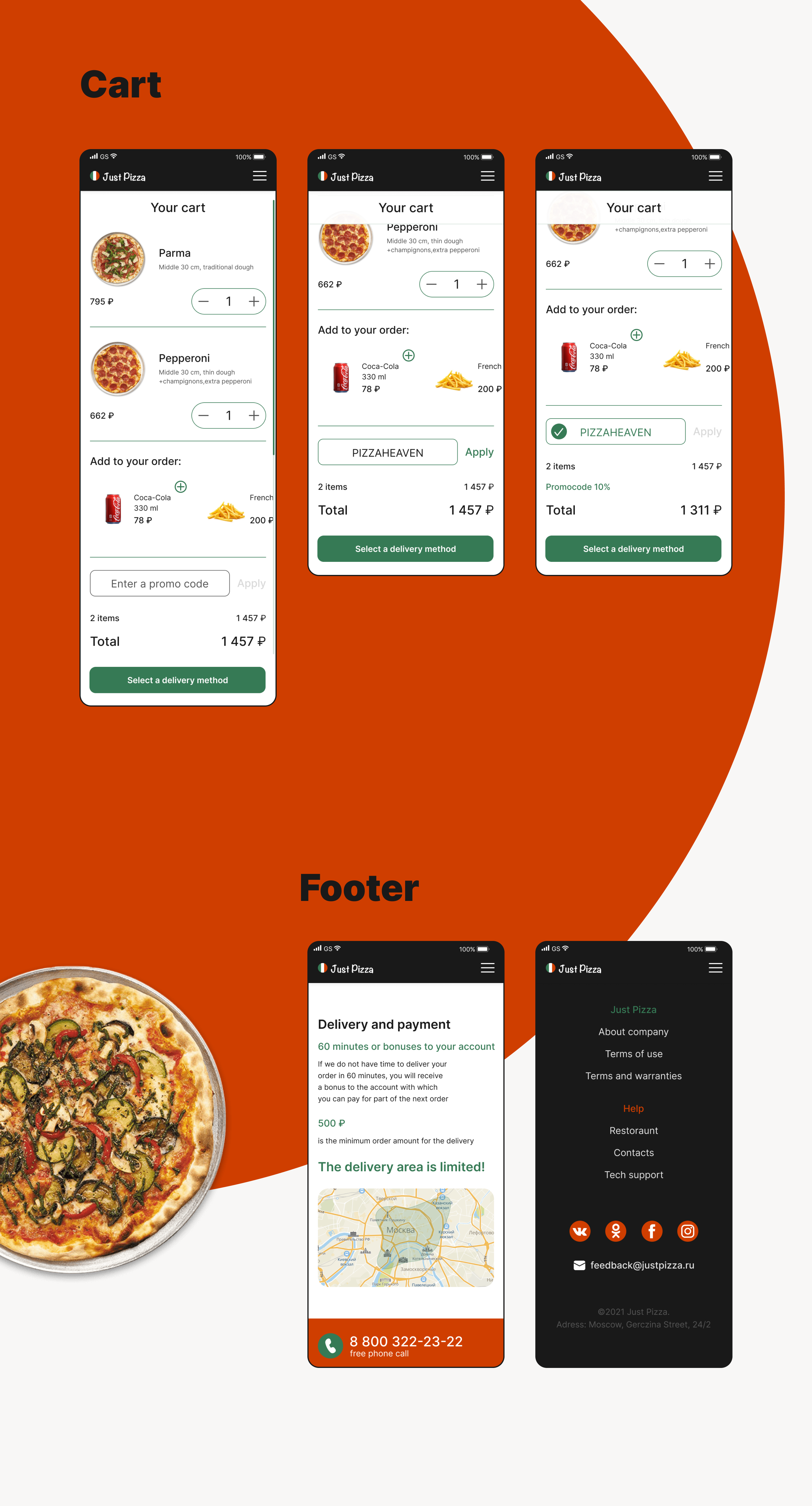 Just Pizza website — Изображение №12 — Интерфейсы на Dprofile