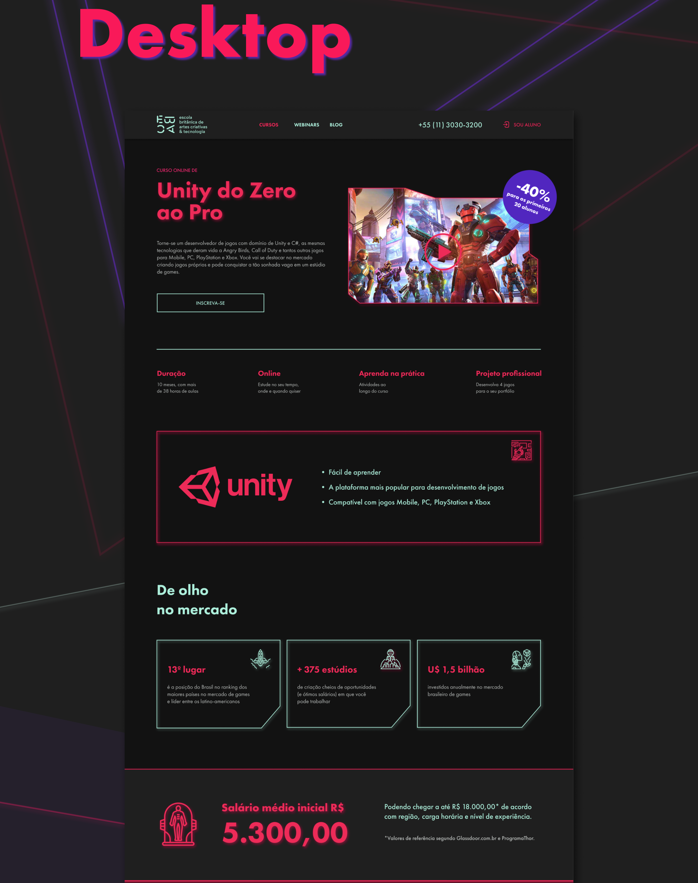 Promolanding for EBAC, Unity course 2021 — Изображение №3 — Интерфейсы на Dprofile