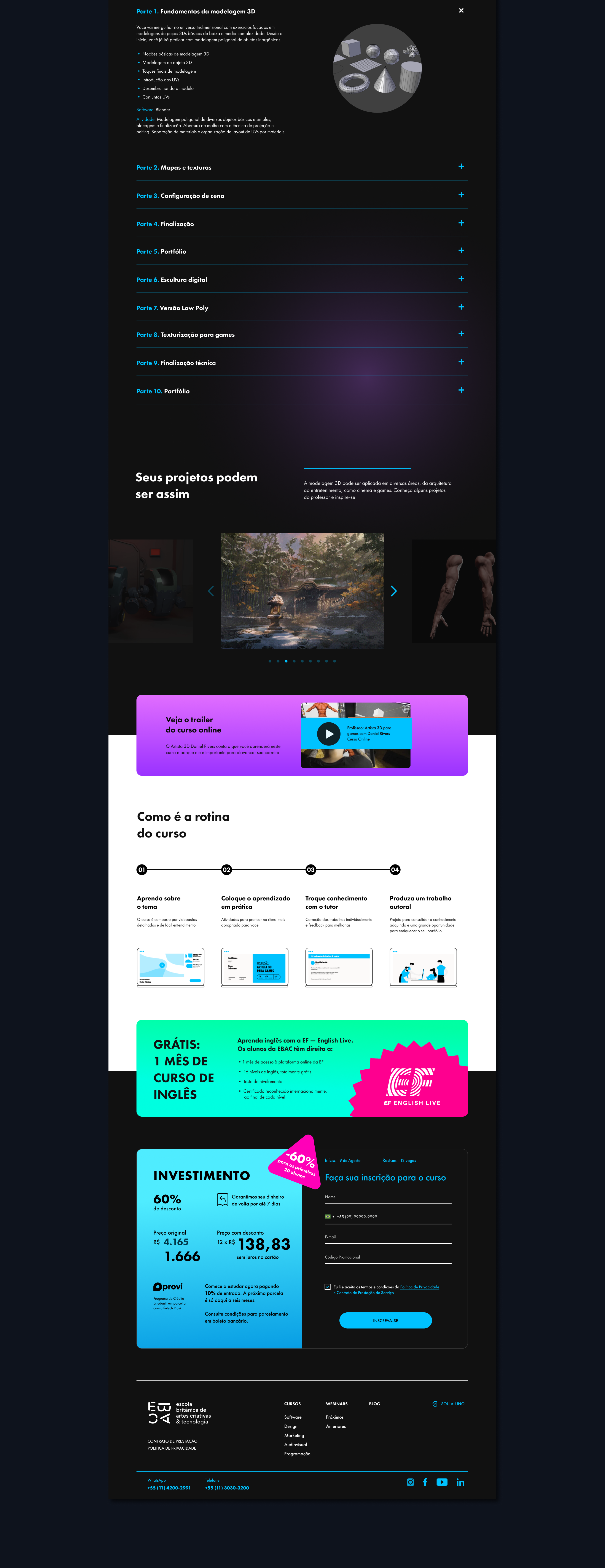 Promolanding for EBAC, 3D Game Artist 2021 — Изображение №3 — Интерфейсы, Маркетинг на Dprofile