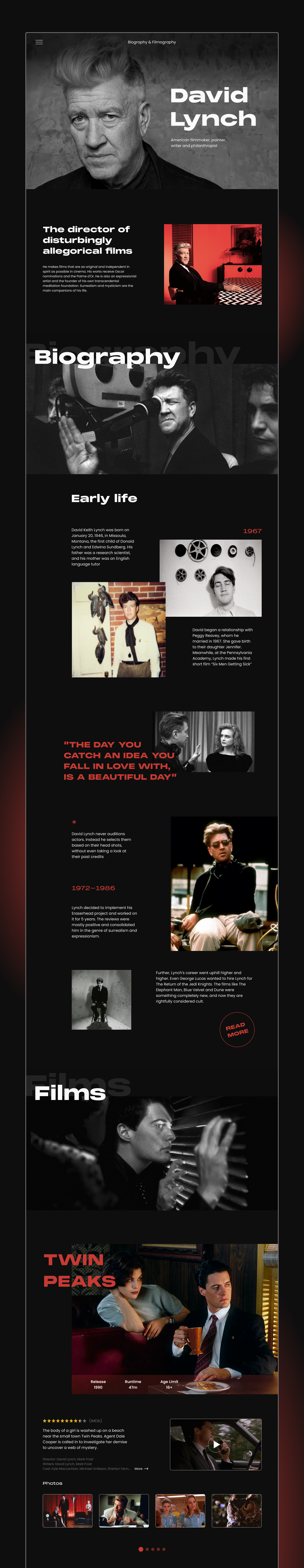 David Lynch | Landing page — Изображение №2 — Интерфейсы на Dprofile