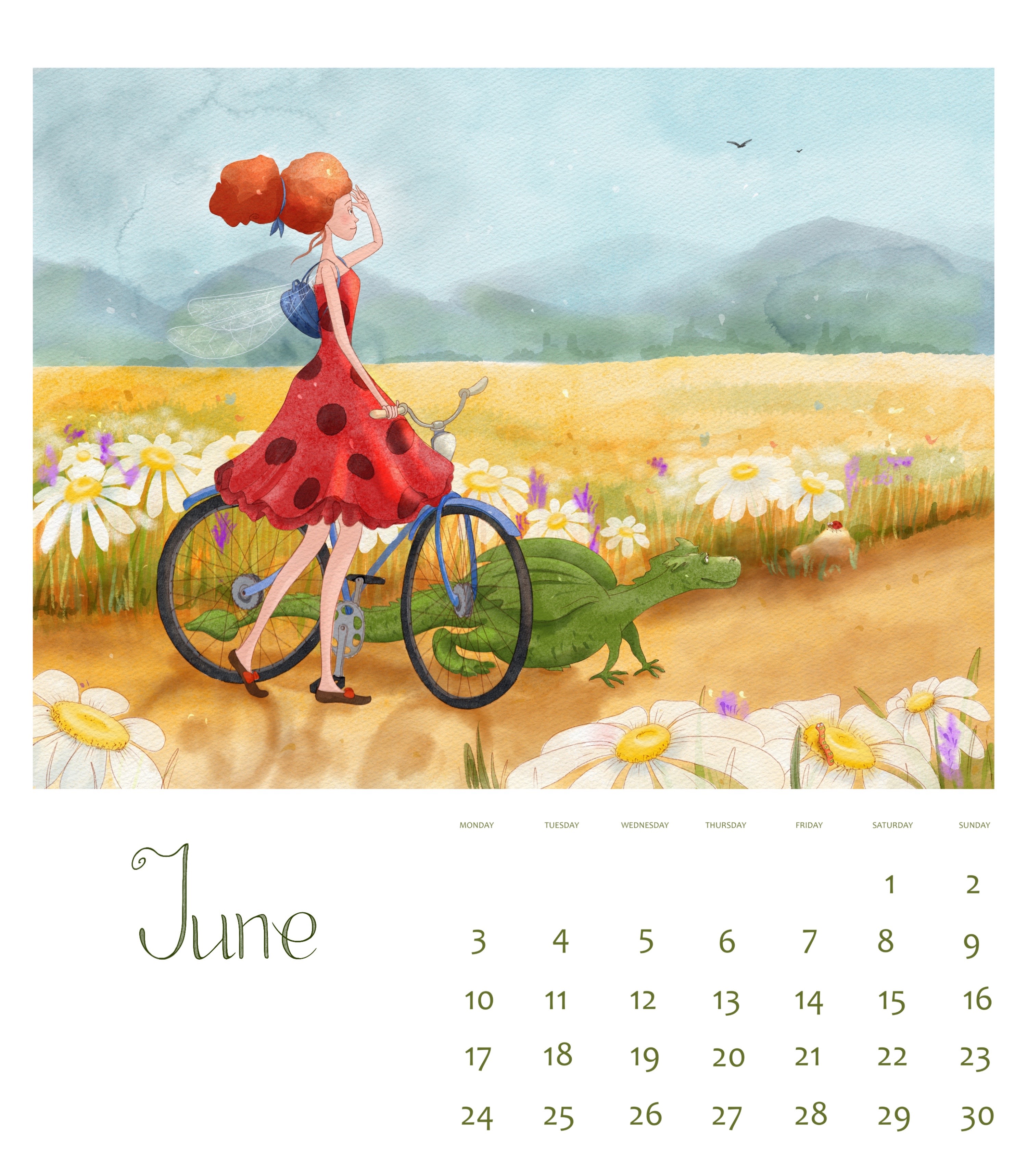 Calendar project 2024 - year of the green dragon — Изображение №4 — Иллюстрация на Dprofile