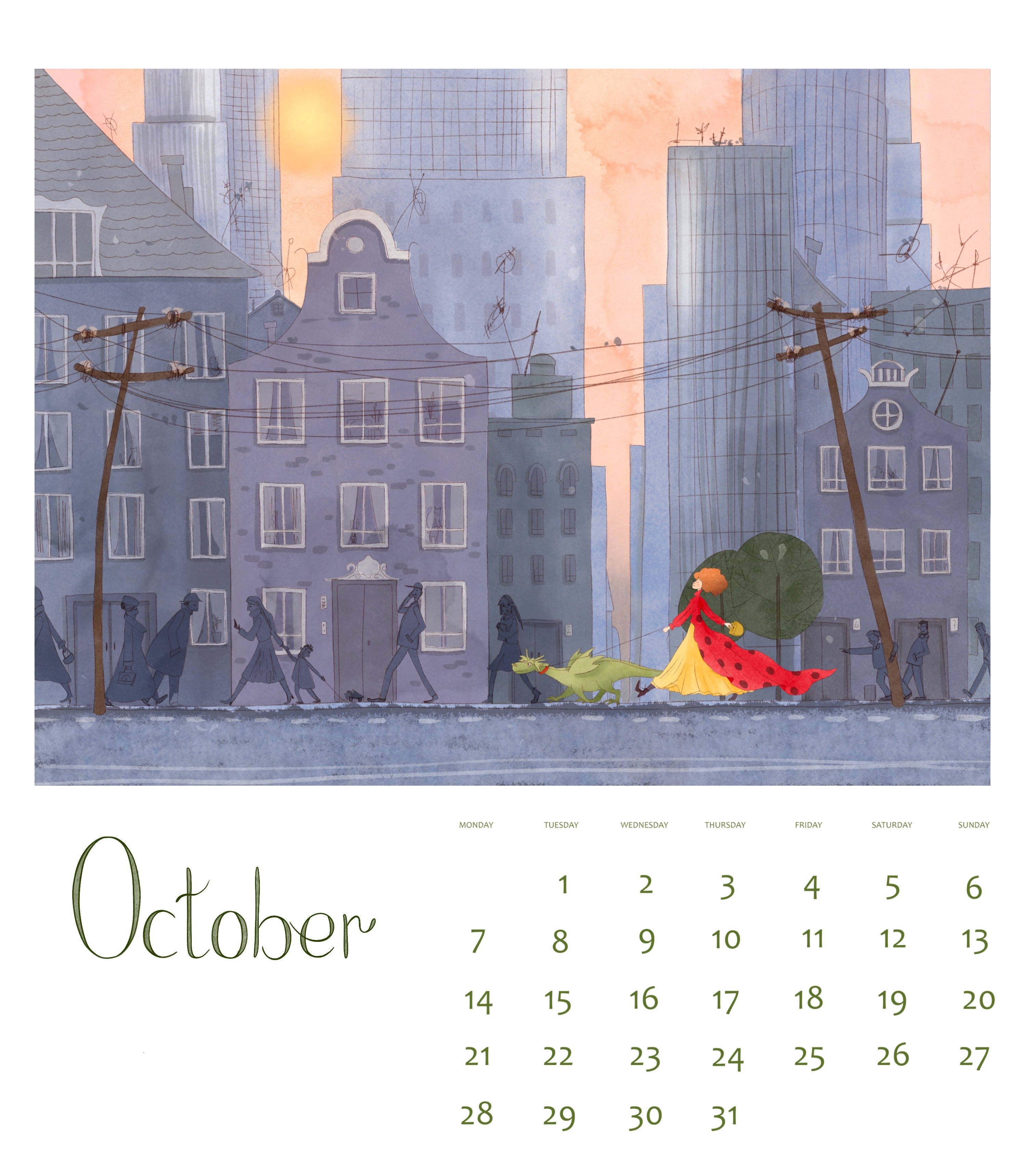 Calendar project 2024 - year of the green dragon — Изображение №6 — Иллюстрация на Dprofile
