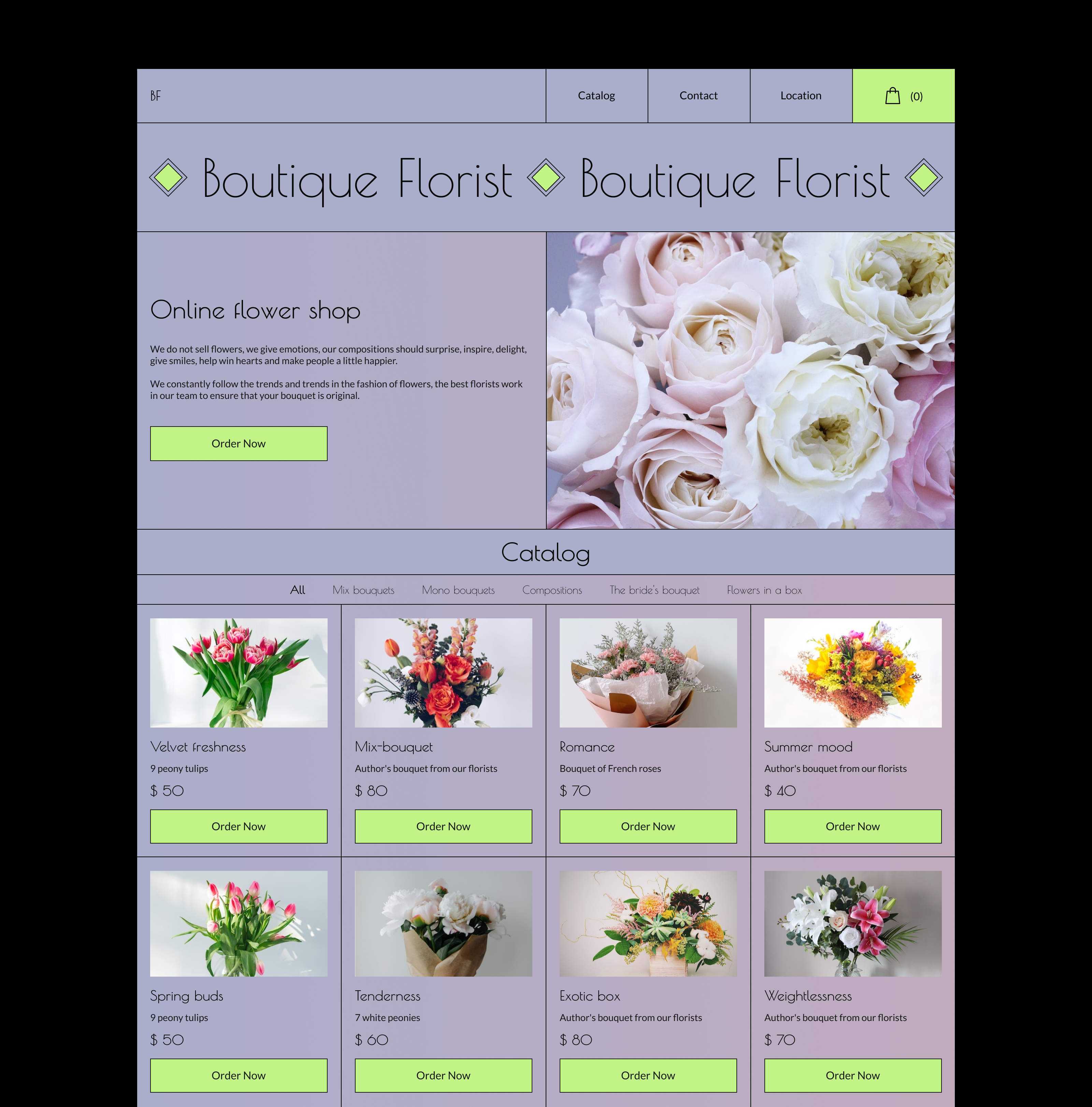 BOUTIQUE FLORIST — Изображение №4 — Интерфейсы на Dprofile