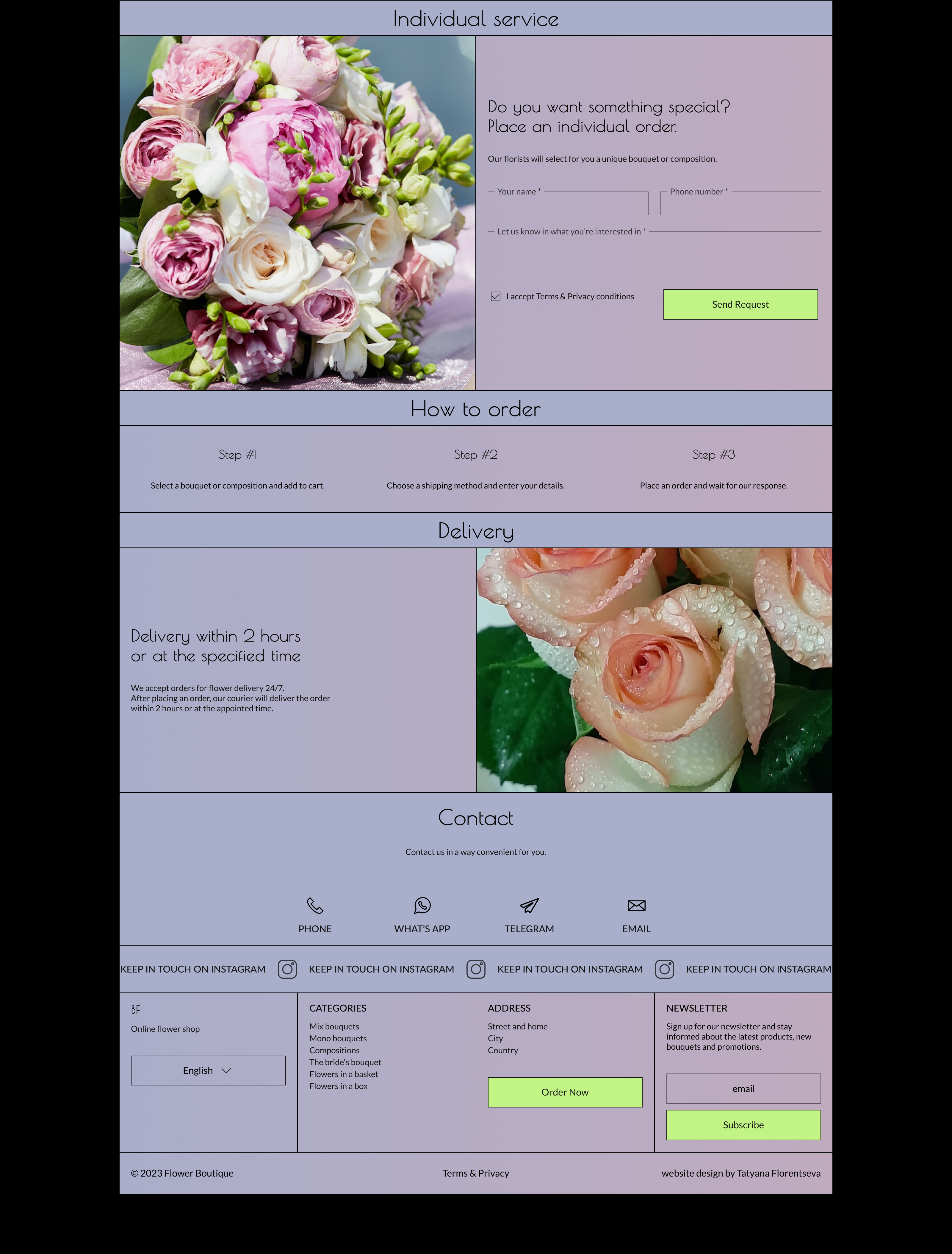 BOUTIQUE FLORIST — Изображение №5 — Интерфейсы на Dprofile