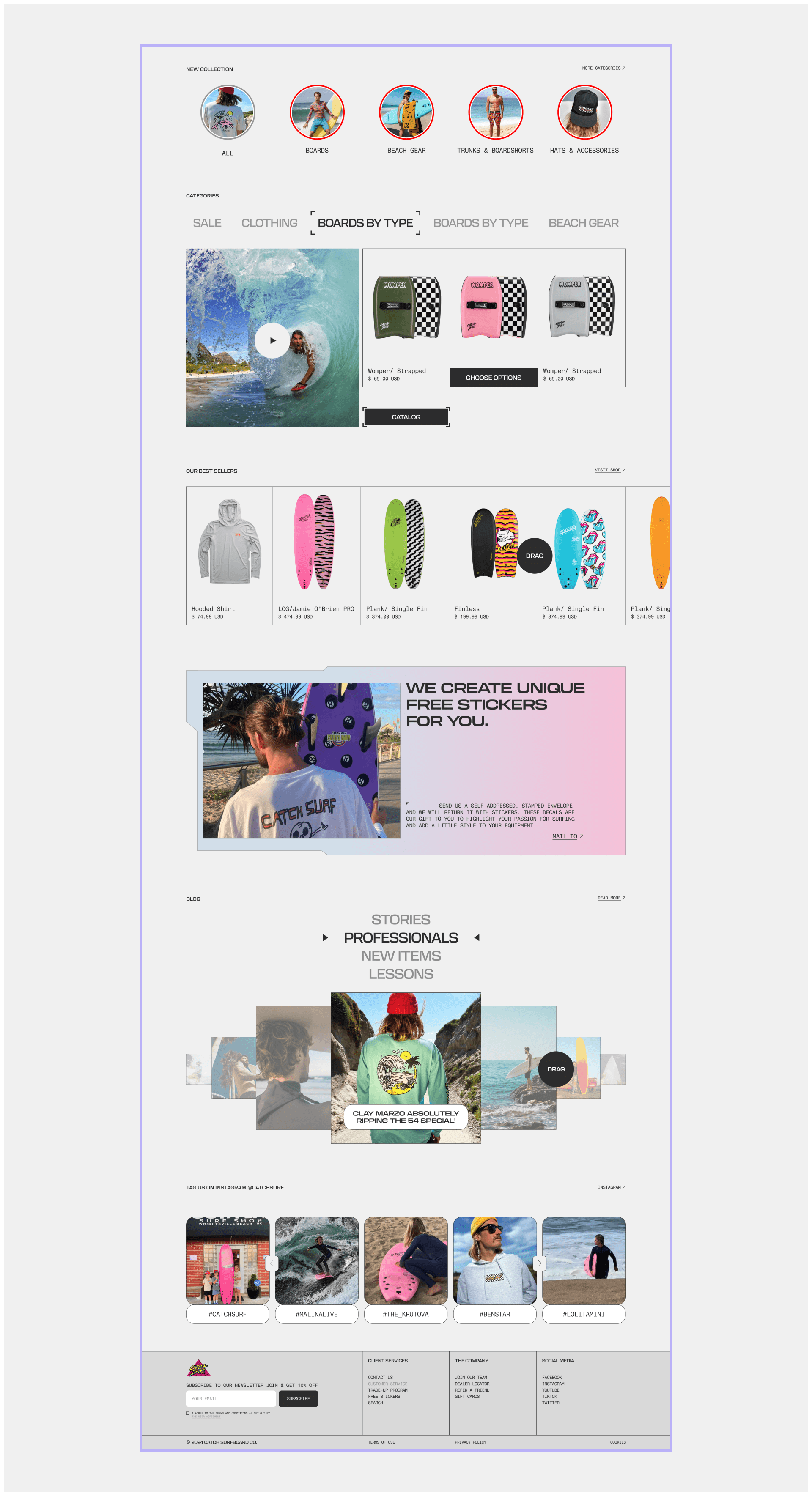 CATCH SURF | E-commerce | (RE)design concept — Изображение №2 — Интерфейсы, Анимация на Dprofile