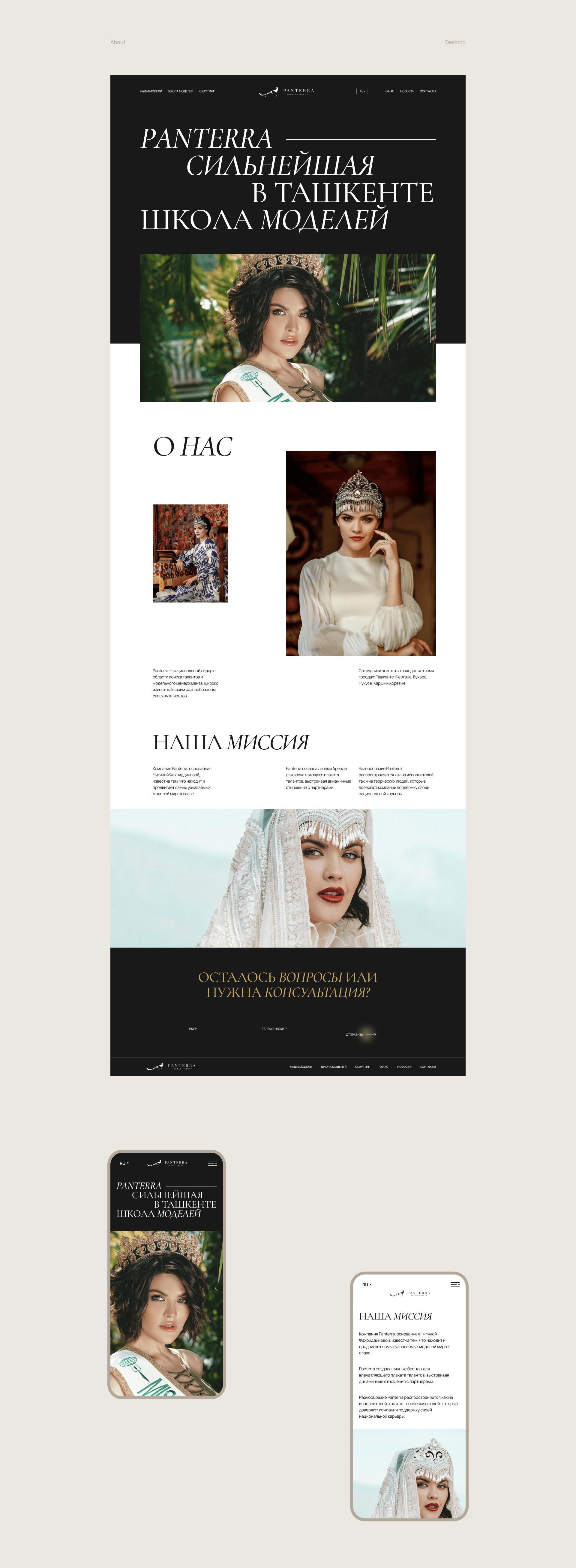 Panterra Models Agency - UX/UI Design — Изображение №17 — Интерфейсы, Анимация на Dprofile