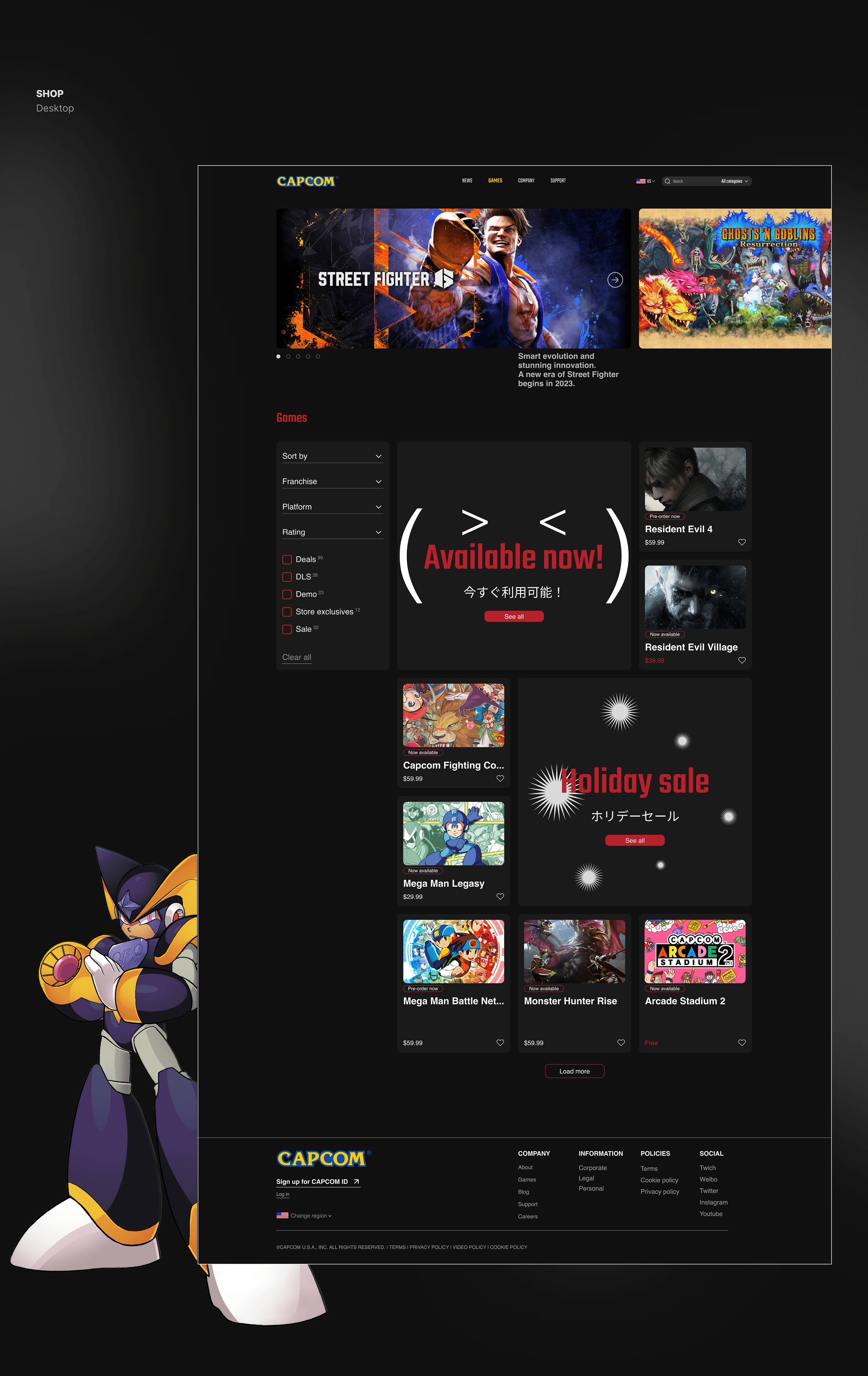 CAPCOM — Corporate website concept — Изображение №9 — Интерфейсы на Dprofile