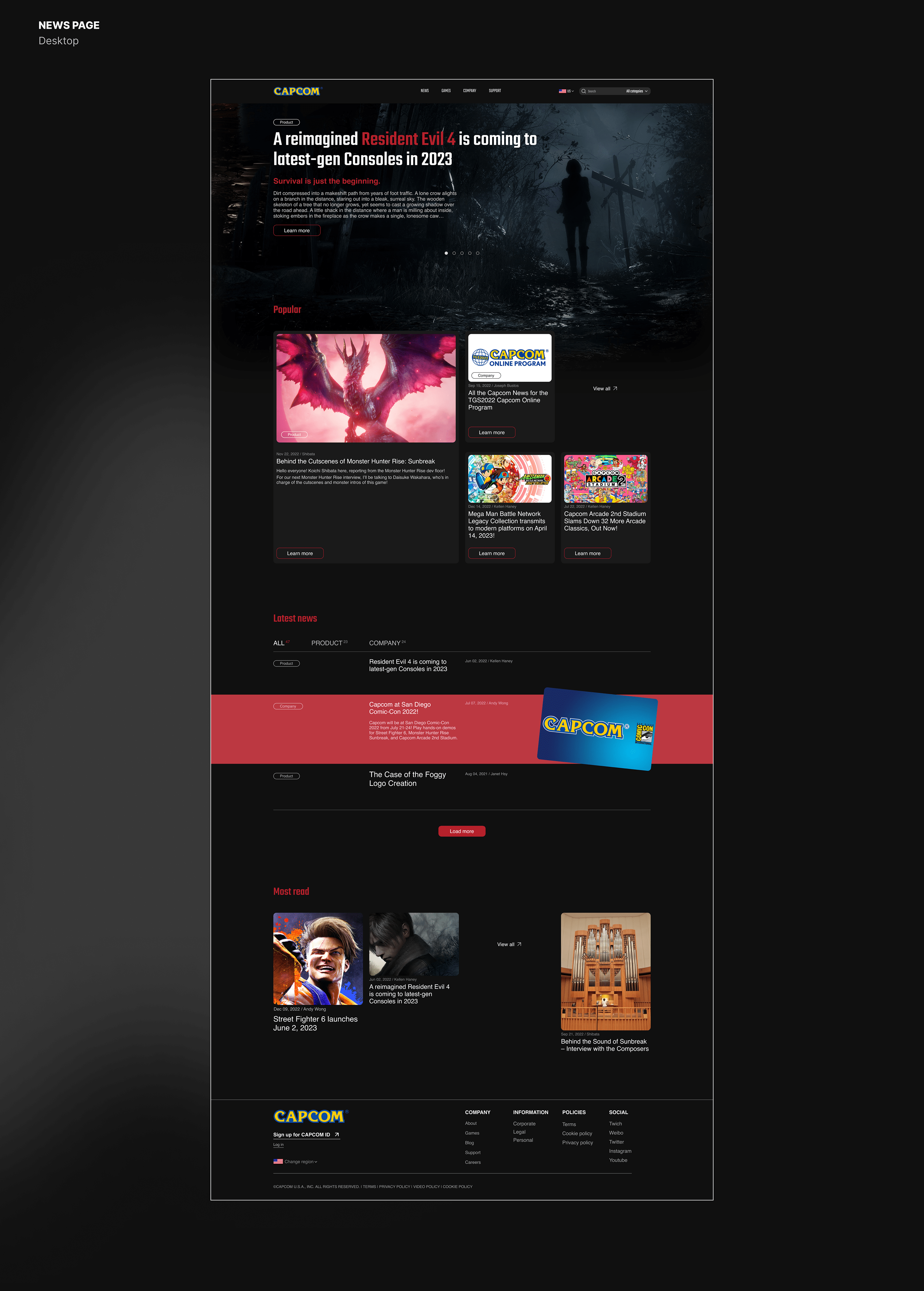 CAPCOM — Corporate website concept — Изображение №7 — Интерфейсы на Dprofile