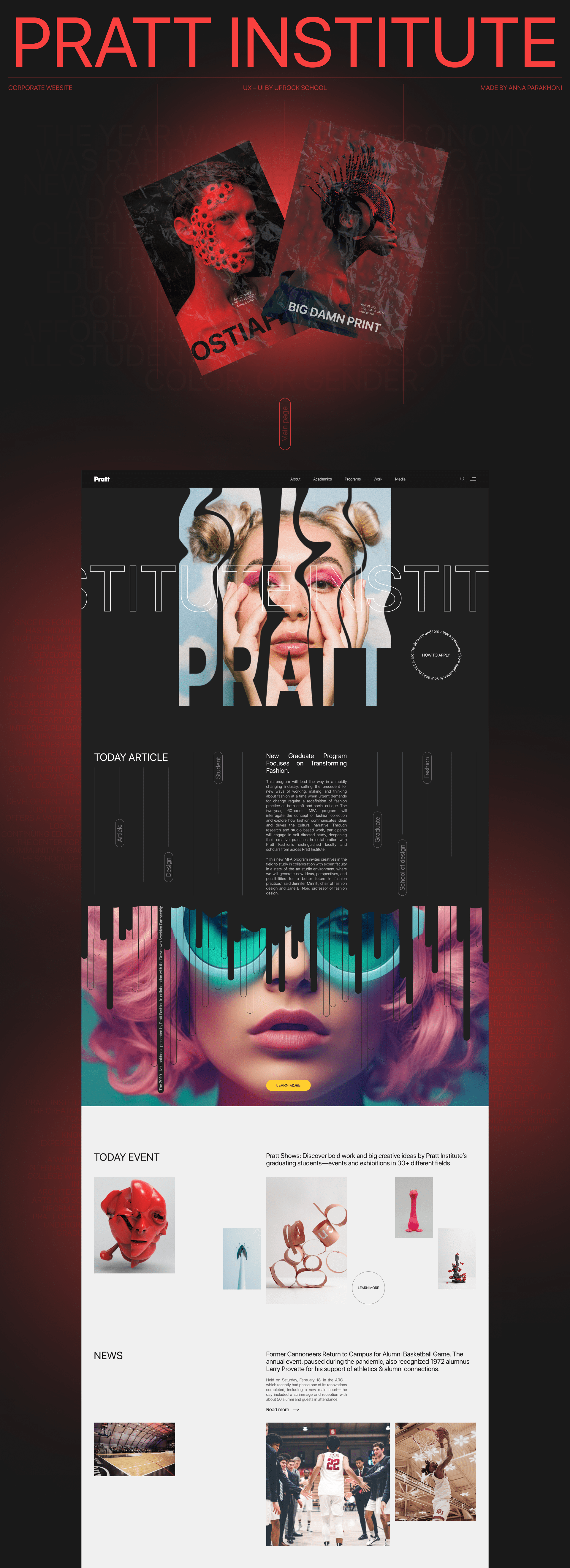 Pratt institute. Сorporate website — Изображение №1 — Интерфейсы, Графика на Dprofile