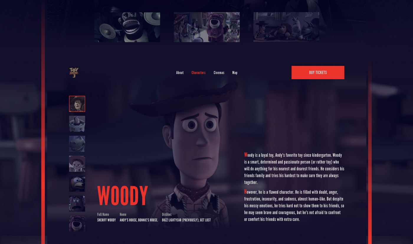 Toy story 3 - Landing Page — Изображение №8 — Интерфейсы на Dprofile