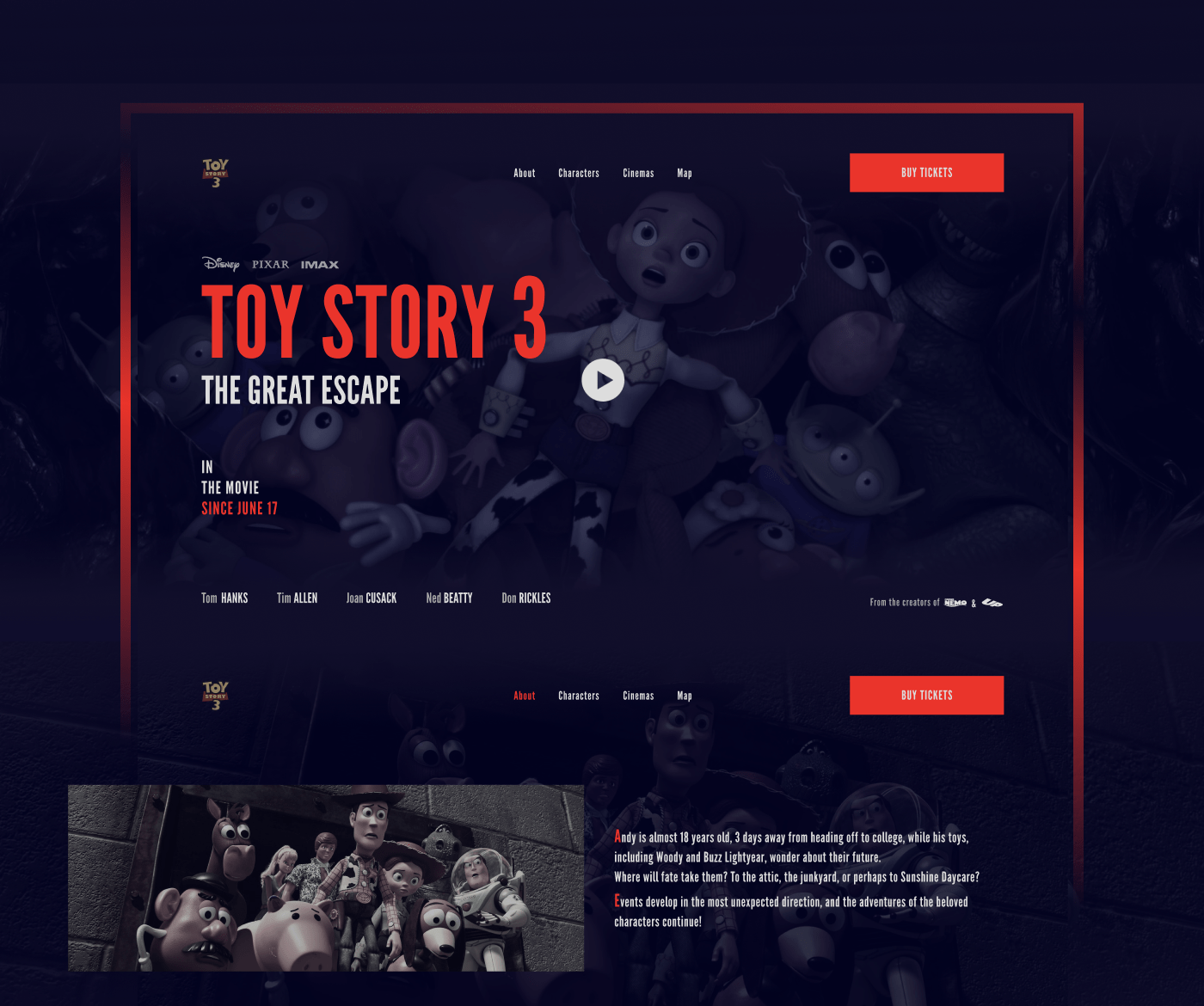 Toy story 3 - Landing Page — Изображение №7 — Интерфейсы на Dprofile