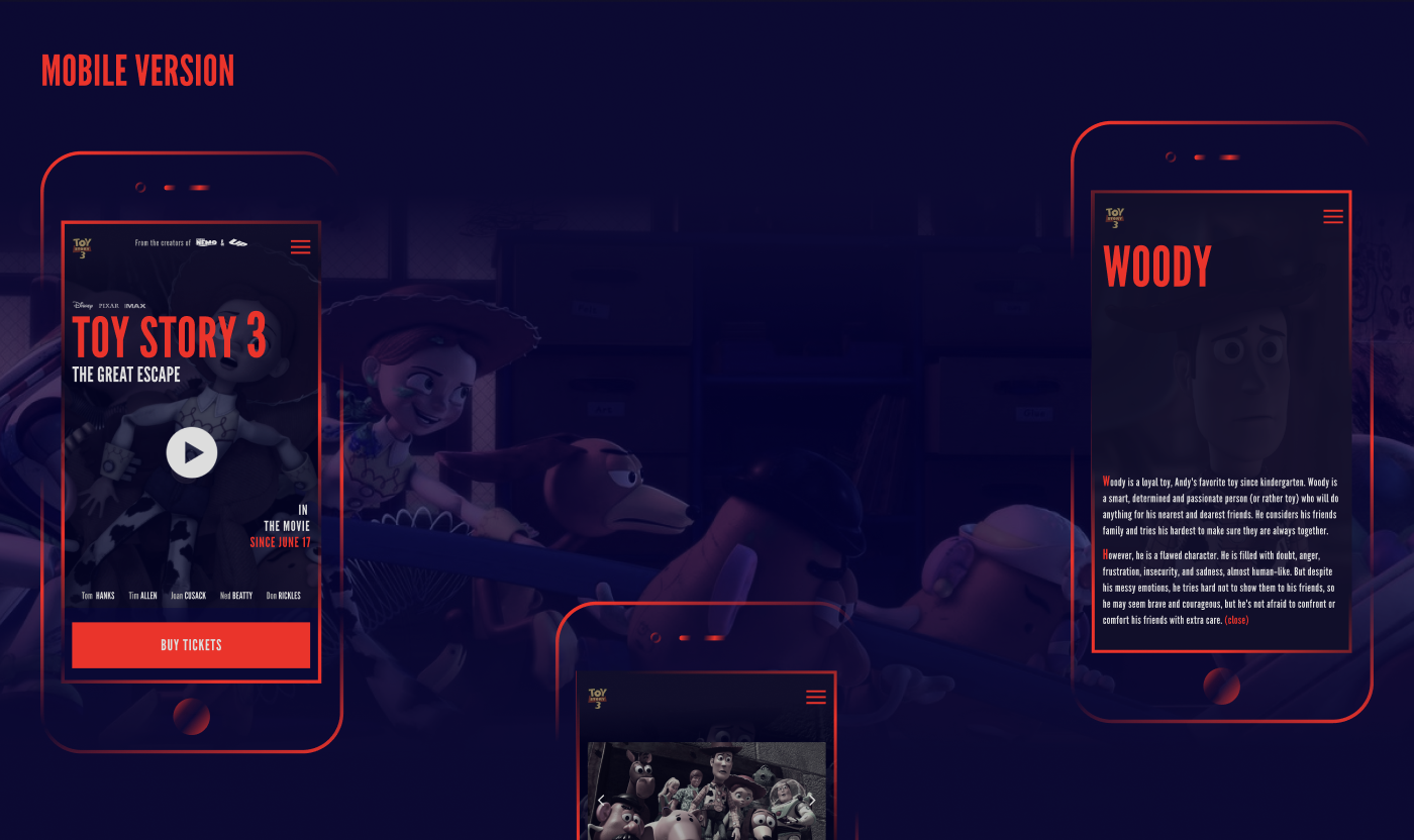 Toy story 3 - Landing Page — Изображение №15 — Интерфейсы на Dprofile