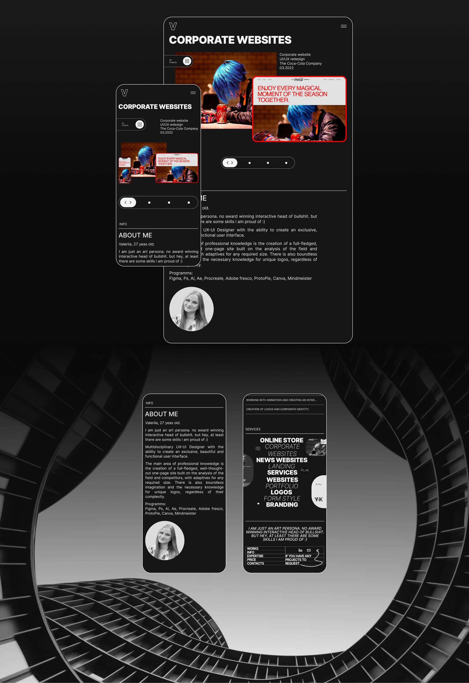 Portfolio site Valeriia Shchaveleva — Изображение №2 — Интерфейсы, Брендинг на Dprofile
