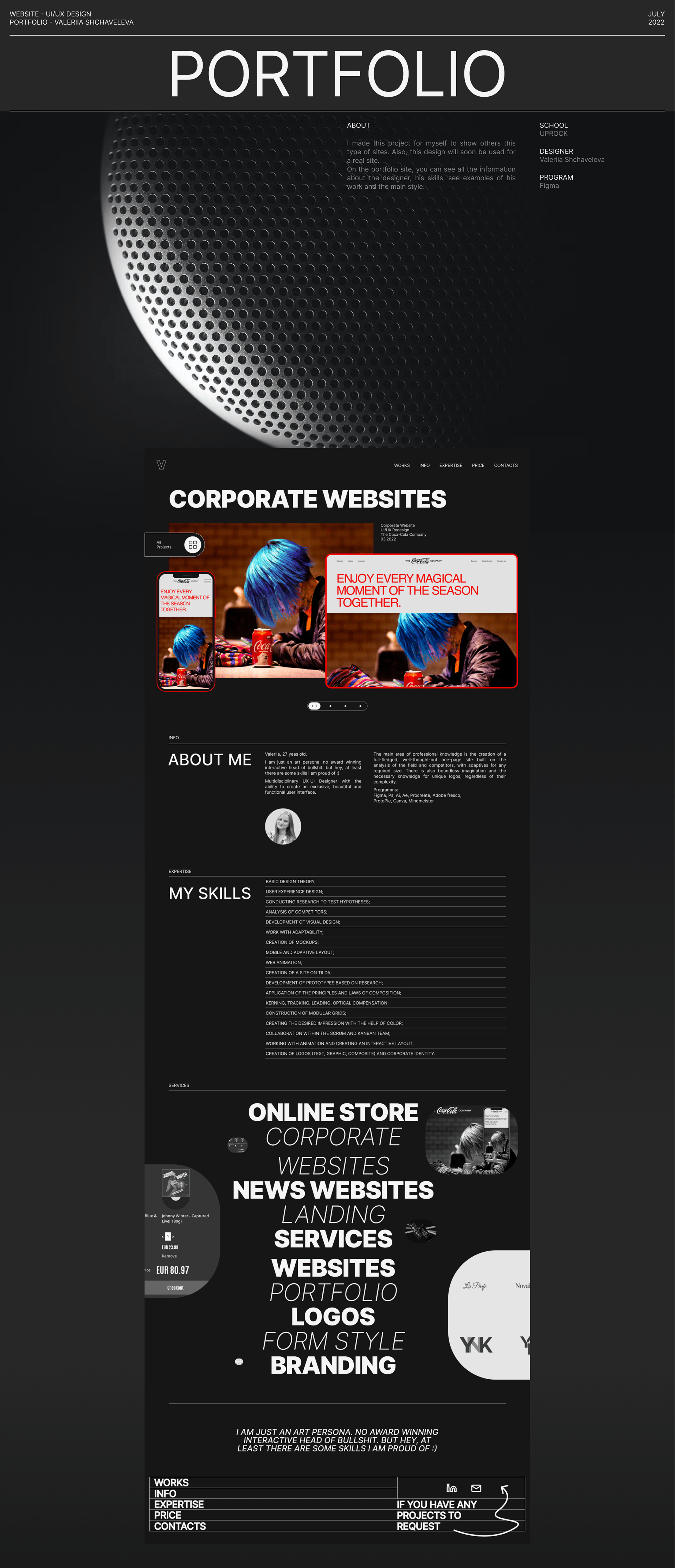 Portfolio site Valeriia Shchaveleva — Изображение №1 — Интерфейсы, Брендинг на Dprofile