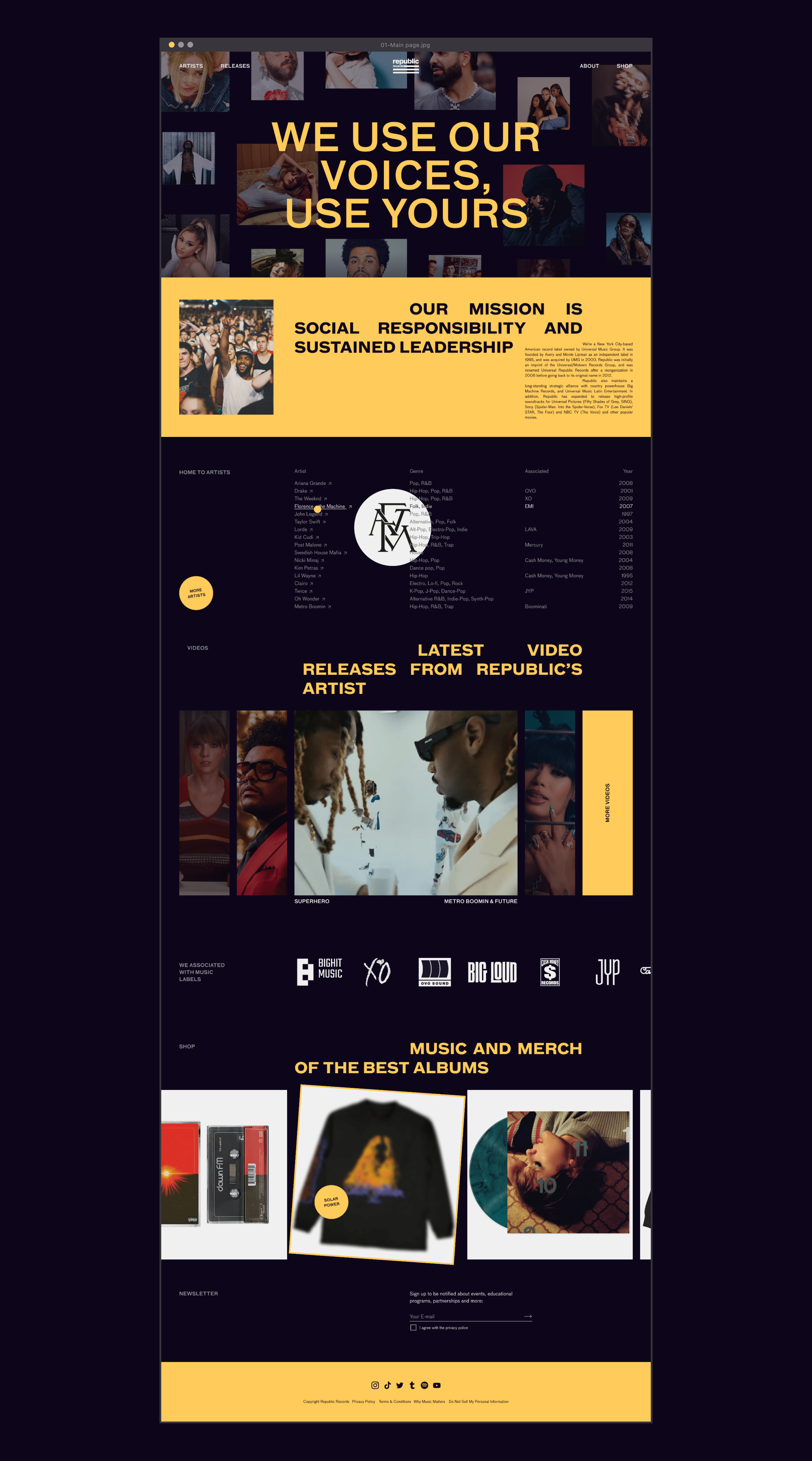 Republic Records | corporate website — Изображение №3 — Интерфейсы на Dprofile