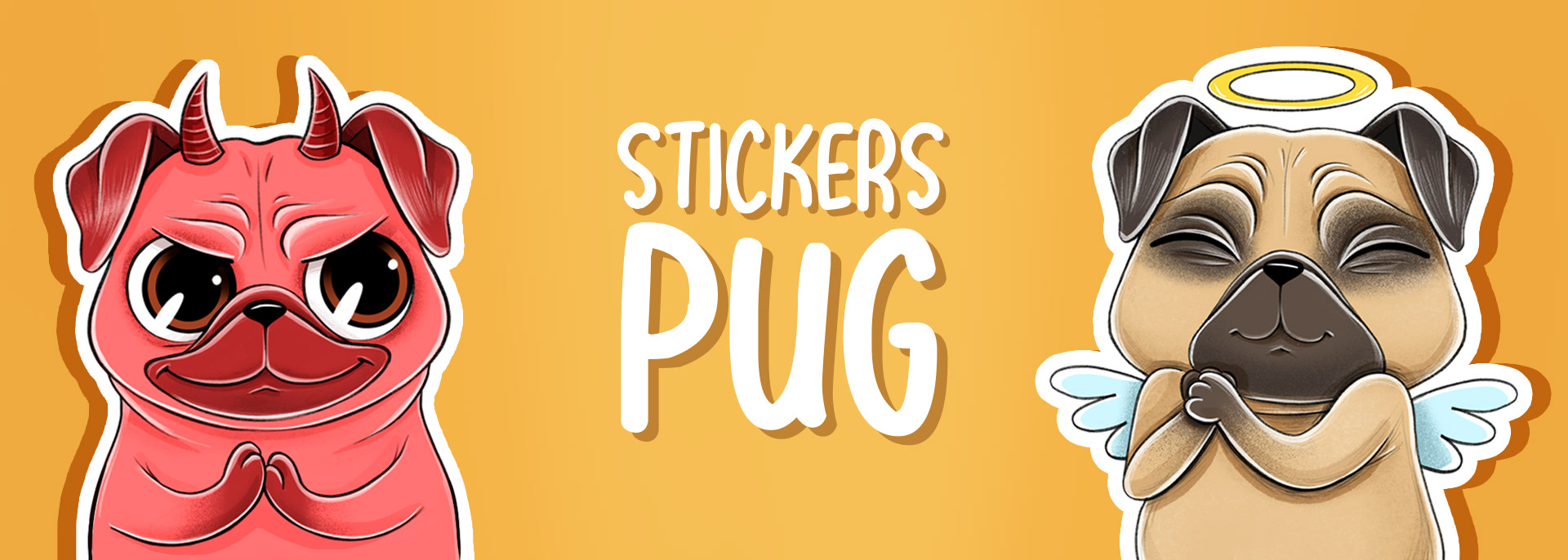 Sticker pack PUG — Изображение №1 — Брендинг, Иллюстрация на Dprofile
