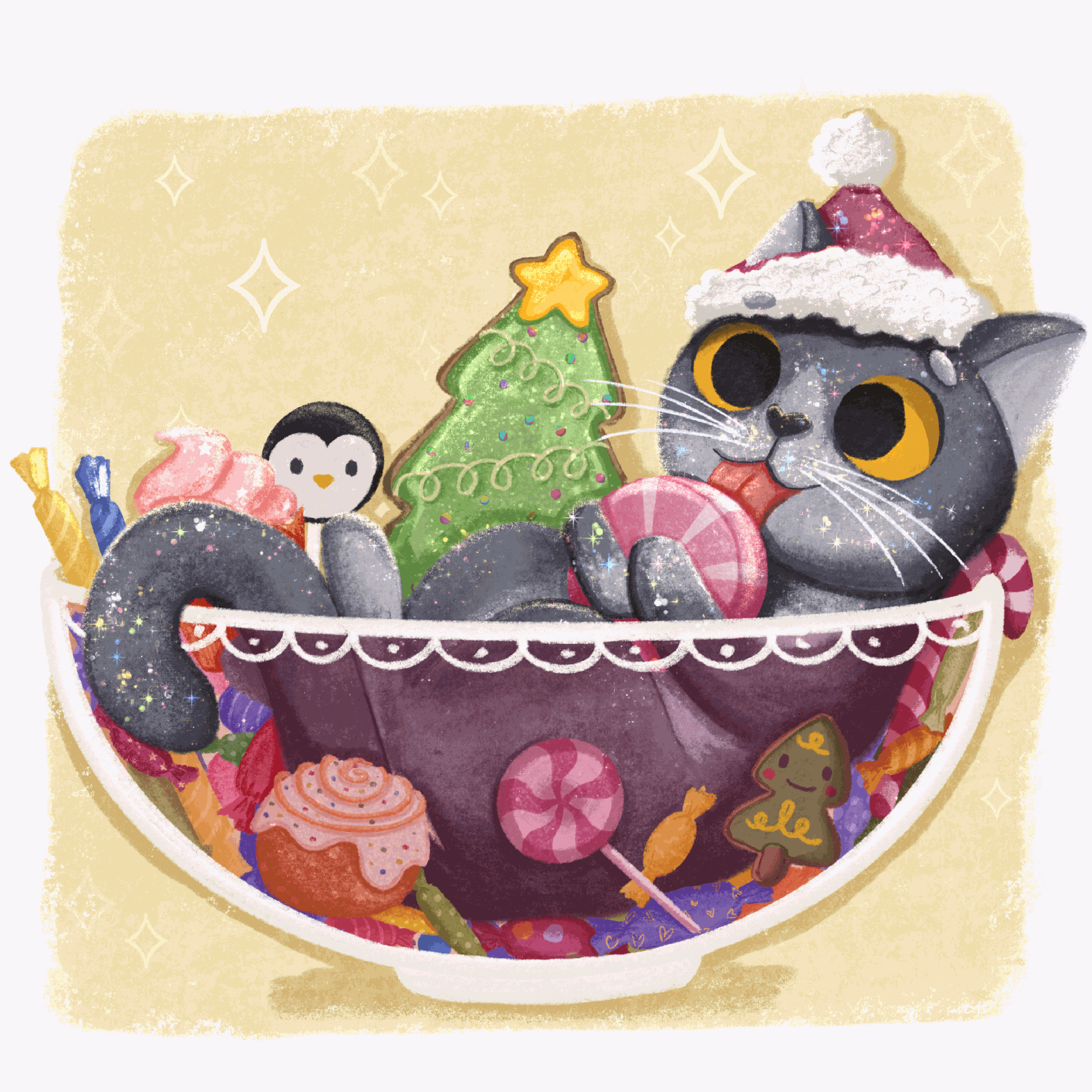 HAPPY CHRISTMAS CAT — Изображение №3 — Иллюстрация на Dprofile