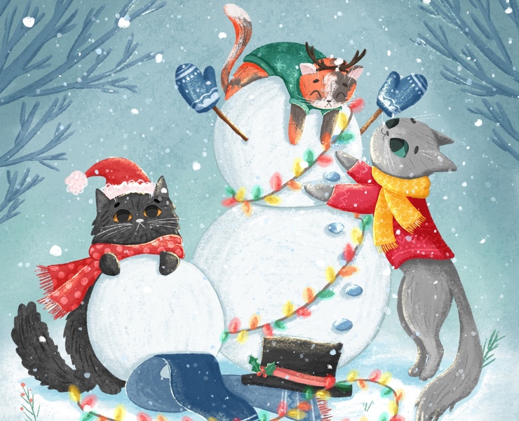 HAPPY CHRISTMAS CAT — Иллюстрация на Dprofile