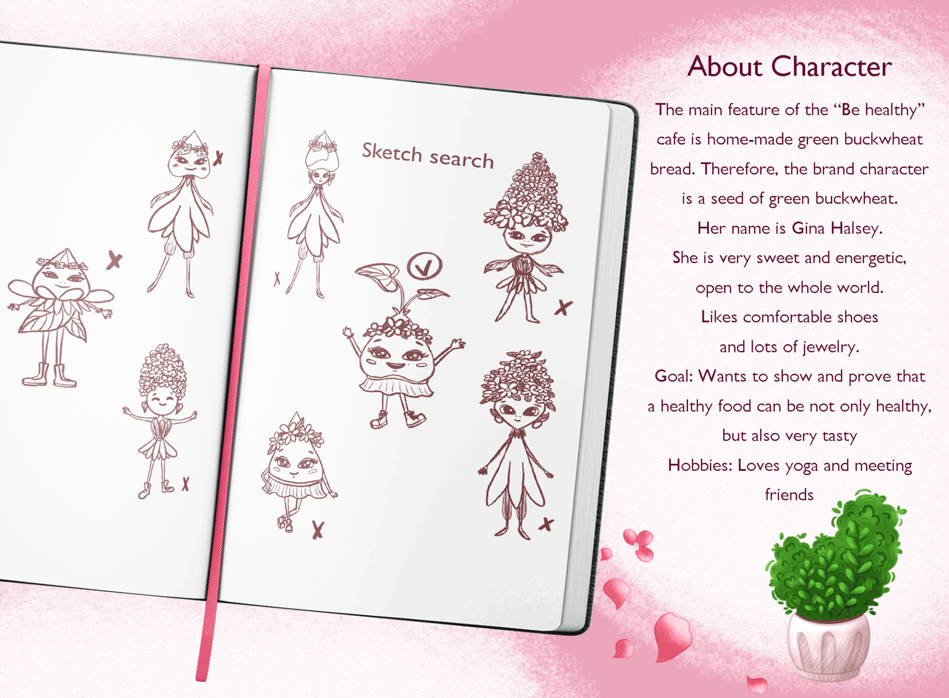 Brand Character. Gina Healthy buckwheat seed — Изображение №2 — Брендинг, Иллюстрация на Dprofile