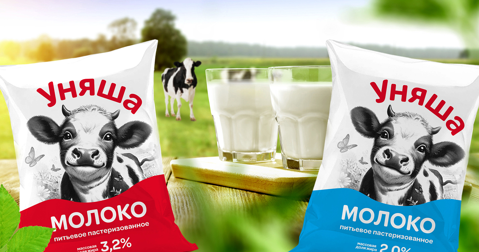 "Уняша" - упаковка и фирменный стиль молочных продуктов — Изображение №2 — Брендинг, Иллюстрация на Dprofile