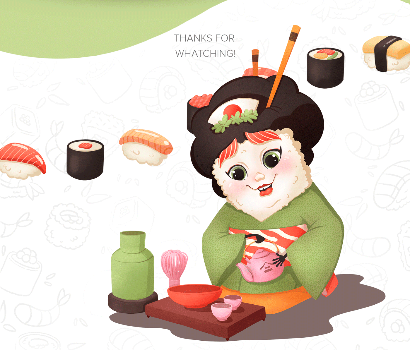 BRAND CHARACTER FOR SUSHI-BAR TANUKI — Изображение №11 — Иллюстрация на Dprofile