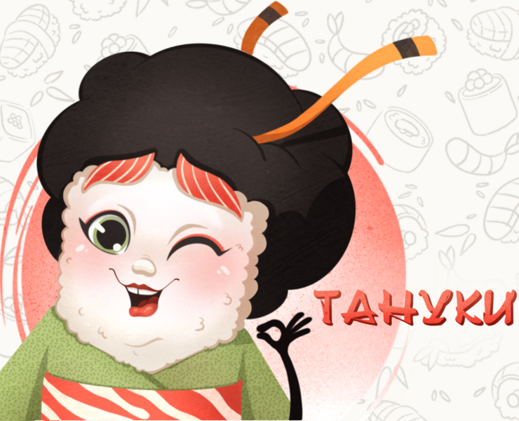 BRAND CHARACTER FOR SUSHI-BAR TANUKI на Dprofile