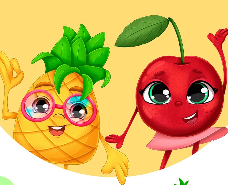 Fruit characters on packaging — Брендинг, Иллюстрация на Dprofile