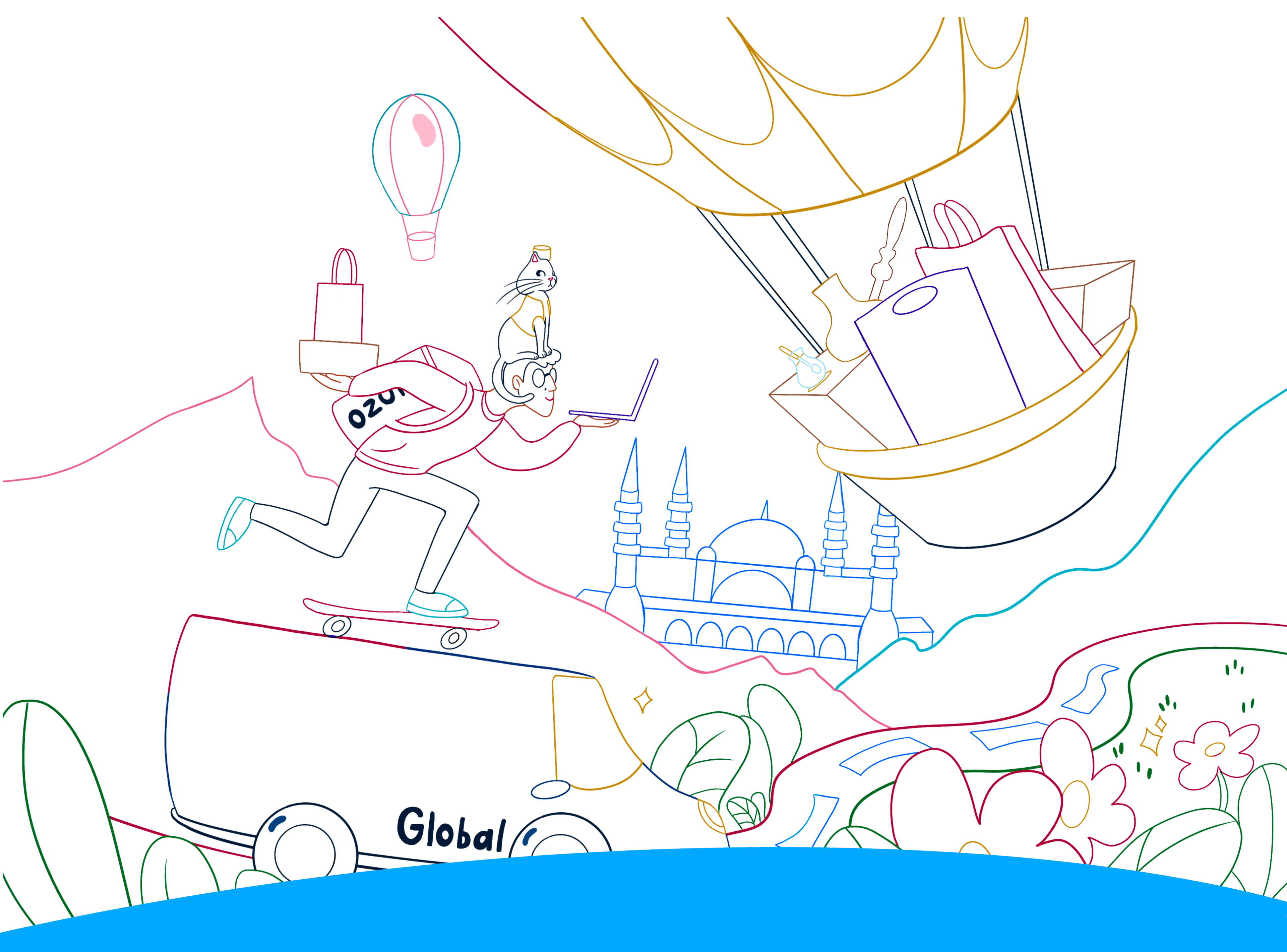 Иллюстрации для Ozon ballon — Изображение №7 — Брендинг, Иллюстрация на Dprofile