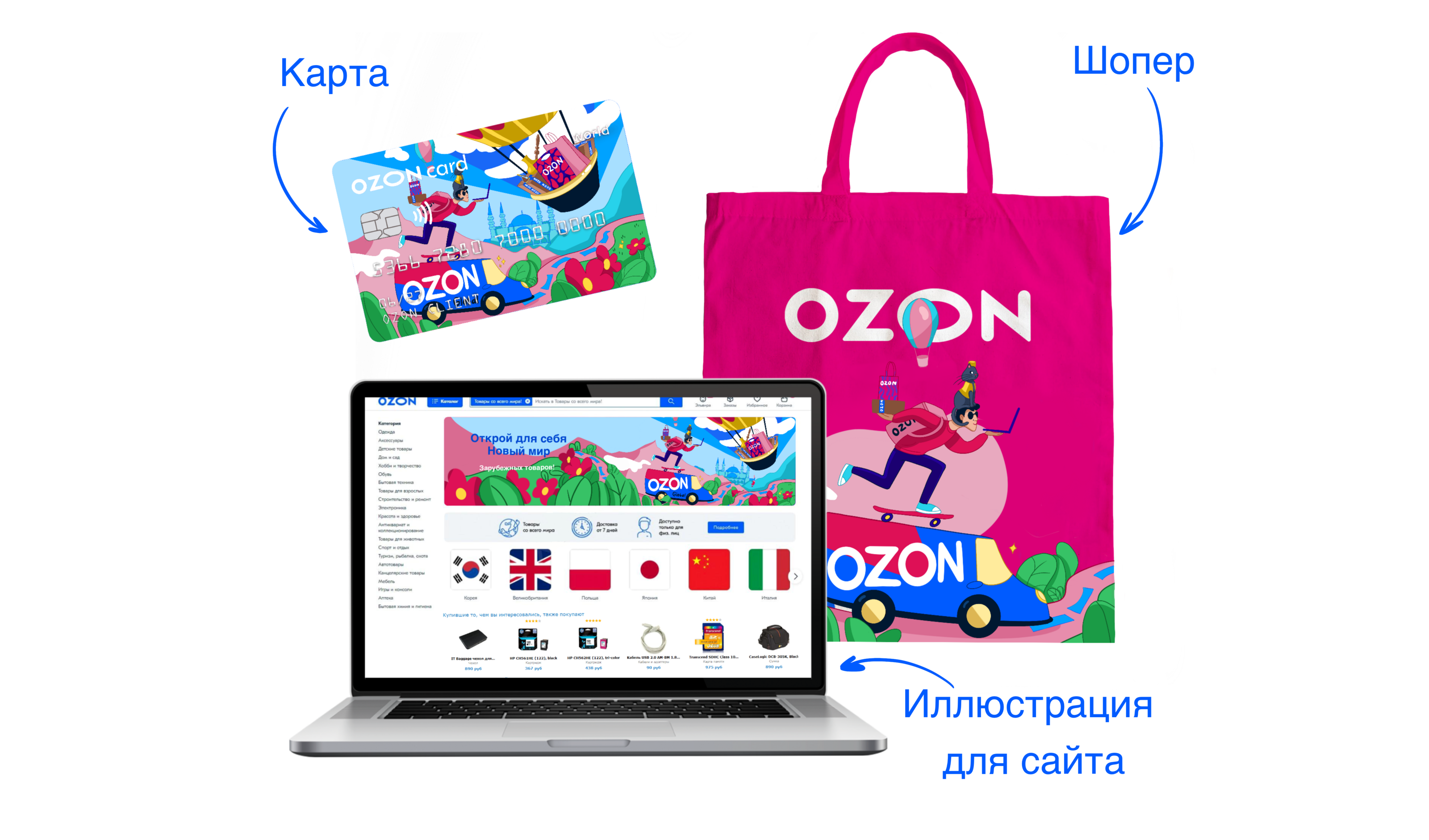 Иллюстрации для Ozon ballon — Изображение №5 — Брендинг, Иллюстрация на Dprofile