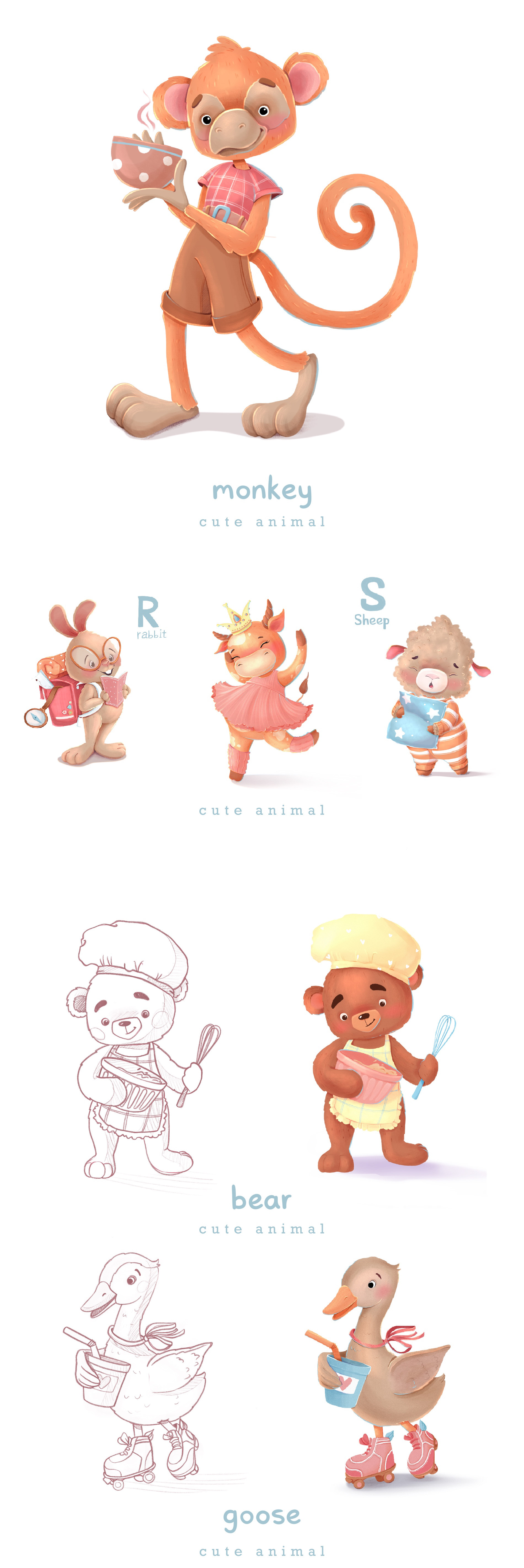 Character design cute animals — Изображение №3 — Брендинг, Иллюстрация на Dprofile