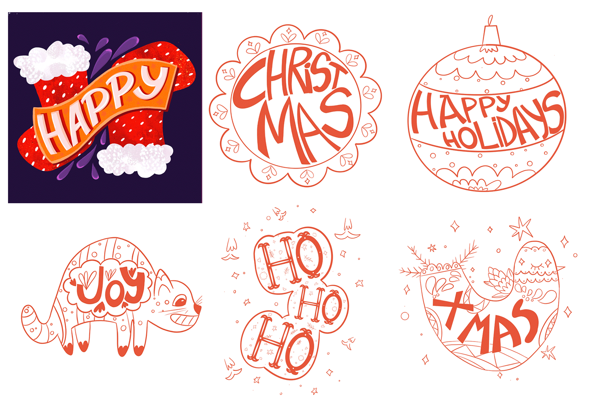 Stickers for new year cards — Изображение №8 — Иллюстрация на Dprofile