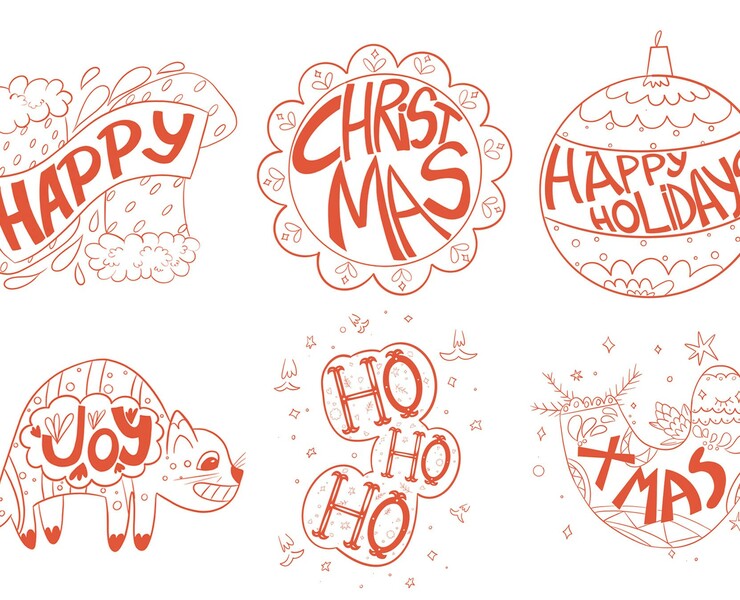 Stickers for new year cards — Иллюстрация на Dprofile
