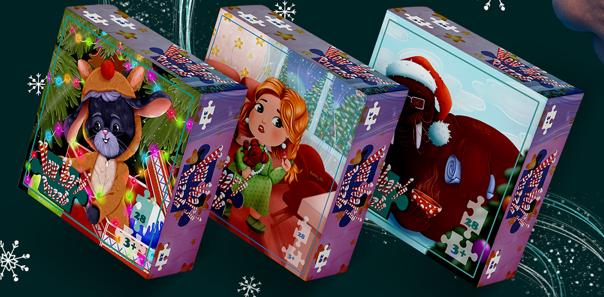 Новогодние иллюстрации к настольной игре Пазлы — Изображение №10 — Брендинг, Иллюстрация на Dprofile