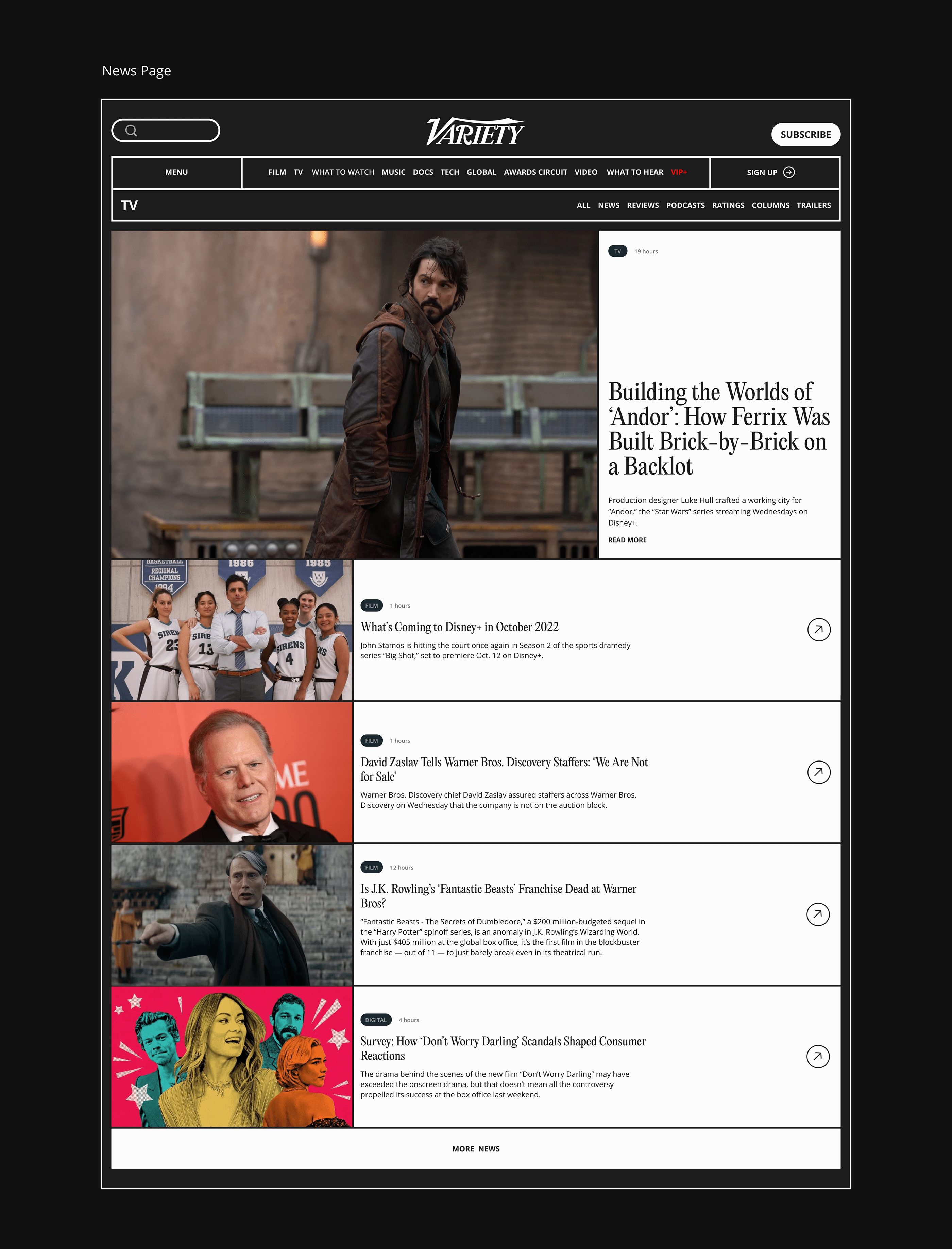 VARIETY | News Website — Изображение №7 — Интерфейсы, Маркетинг на Dprofile