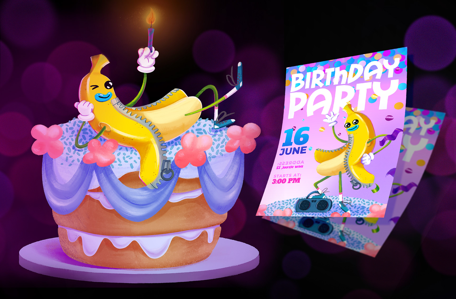 Banana Fun. Бренд-персонаж для ивент агенства — Изображение №4 — Брендинг, Иллюстрация на Dprofile