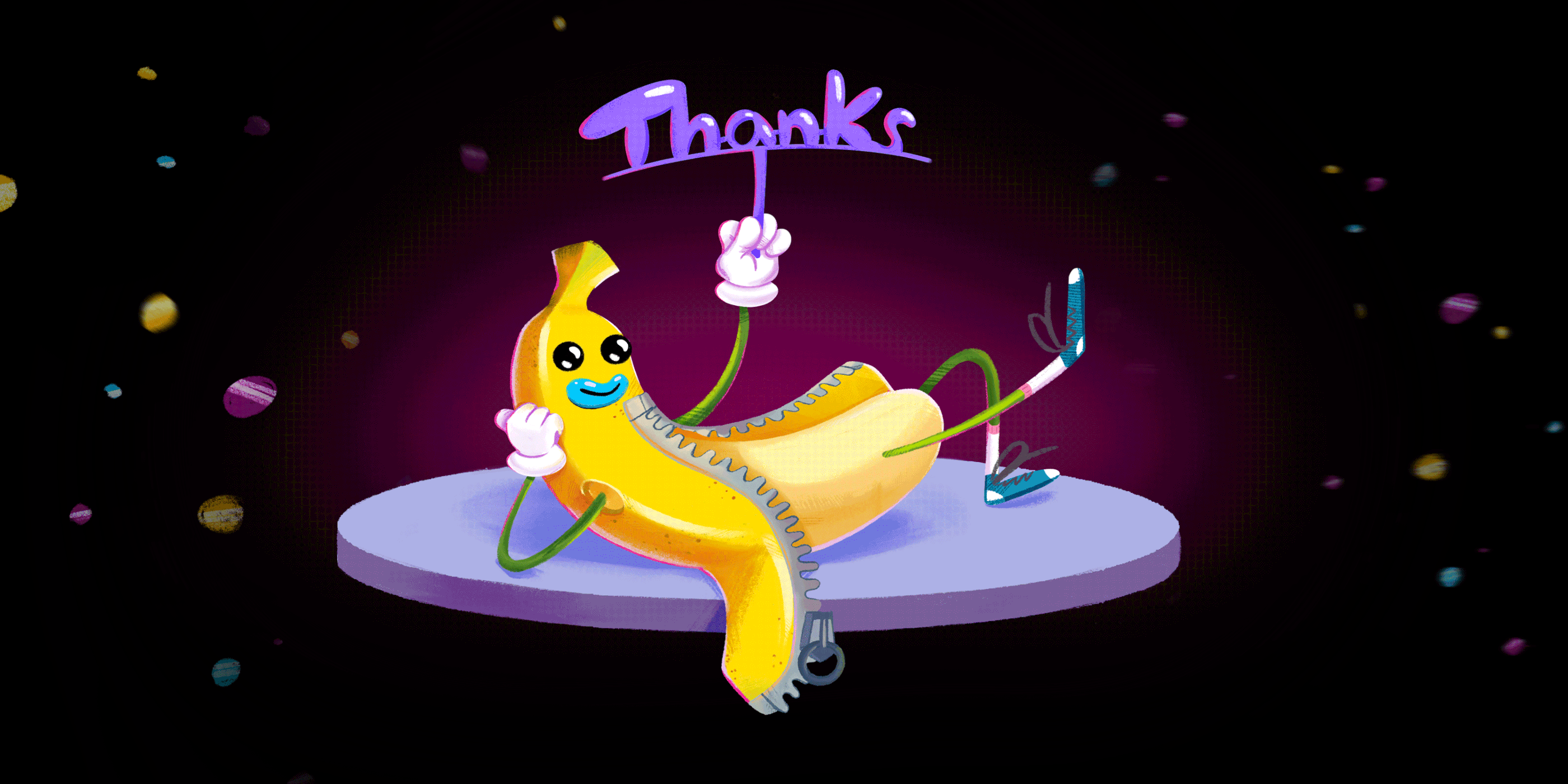 Banana Fun. Бренд-персонаж для ивент агенства — Изображение №11 — Брендинг, Иллюстрация на Dprofile
