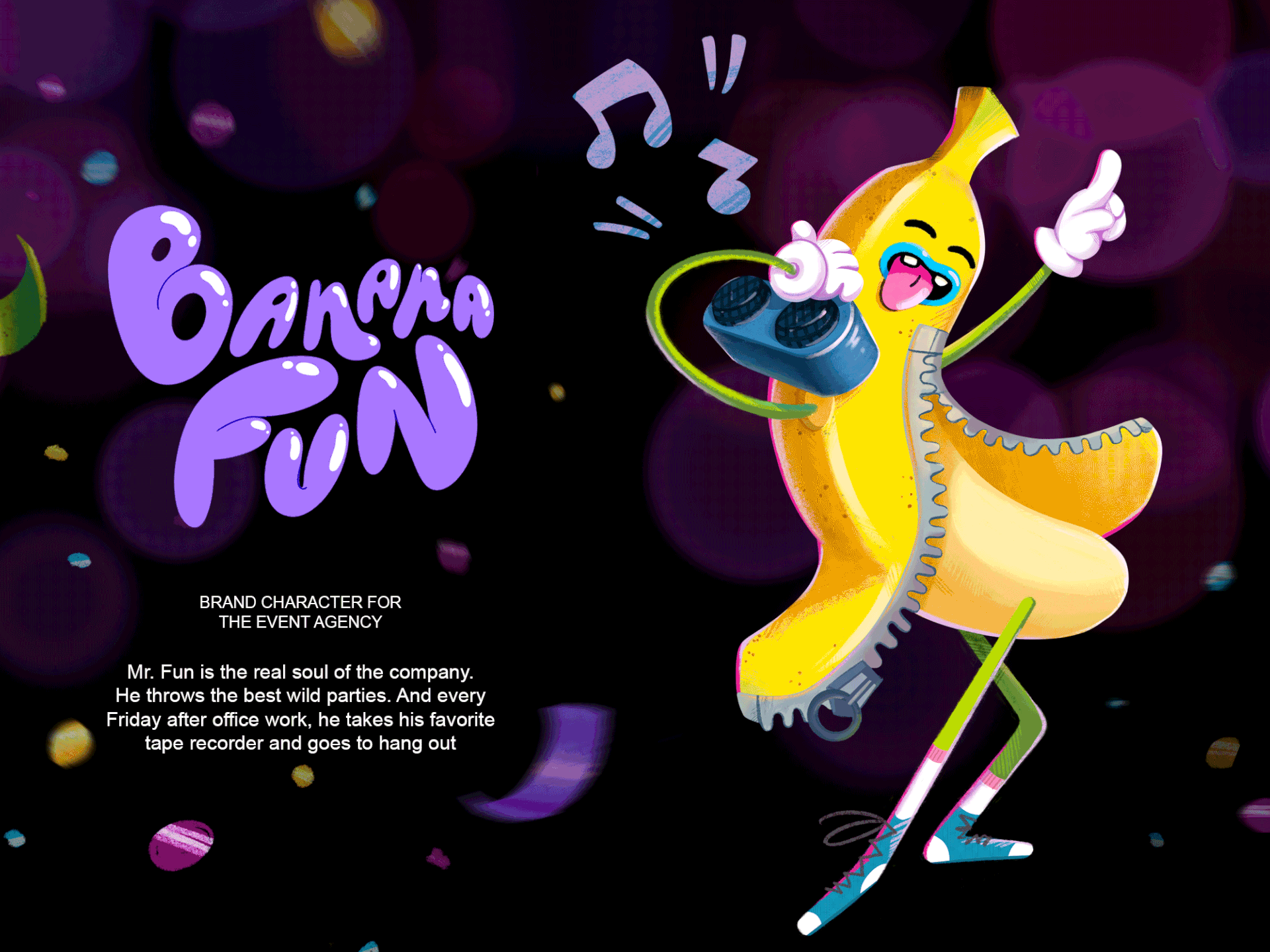 Banana Fun. Бренд-персонаж для ивент агенства — Изображение №1 — Брендинг, Иллюстрация на Dprofile