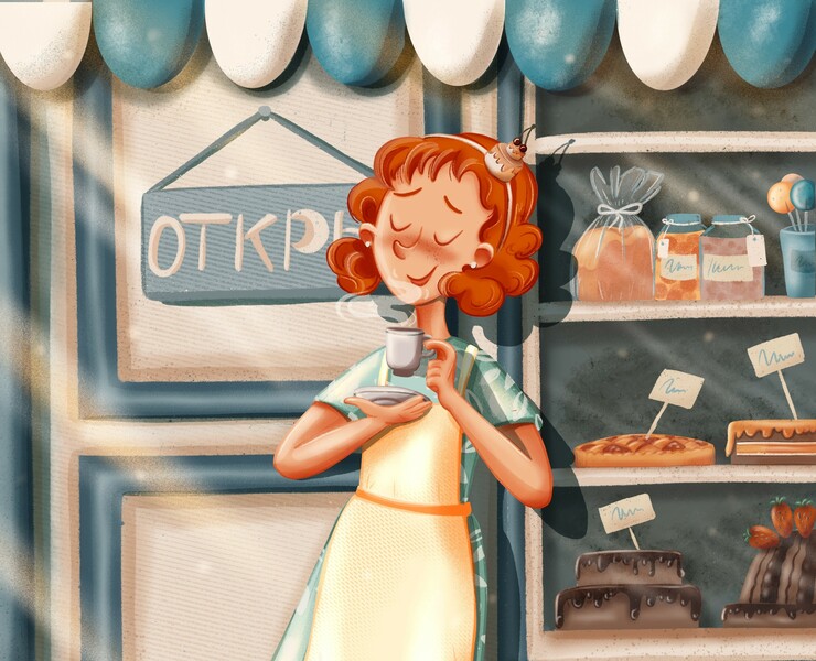 Детская книжная иллюстрация "Кондитерская" — Иллюстрация, Анимация на Dprofile
