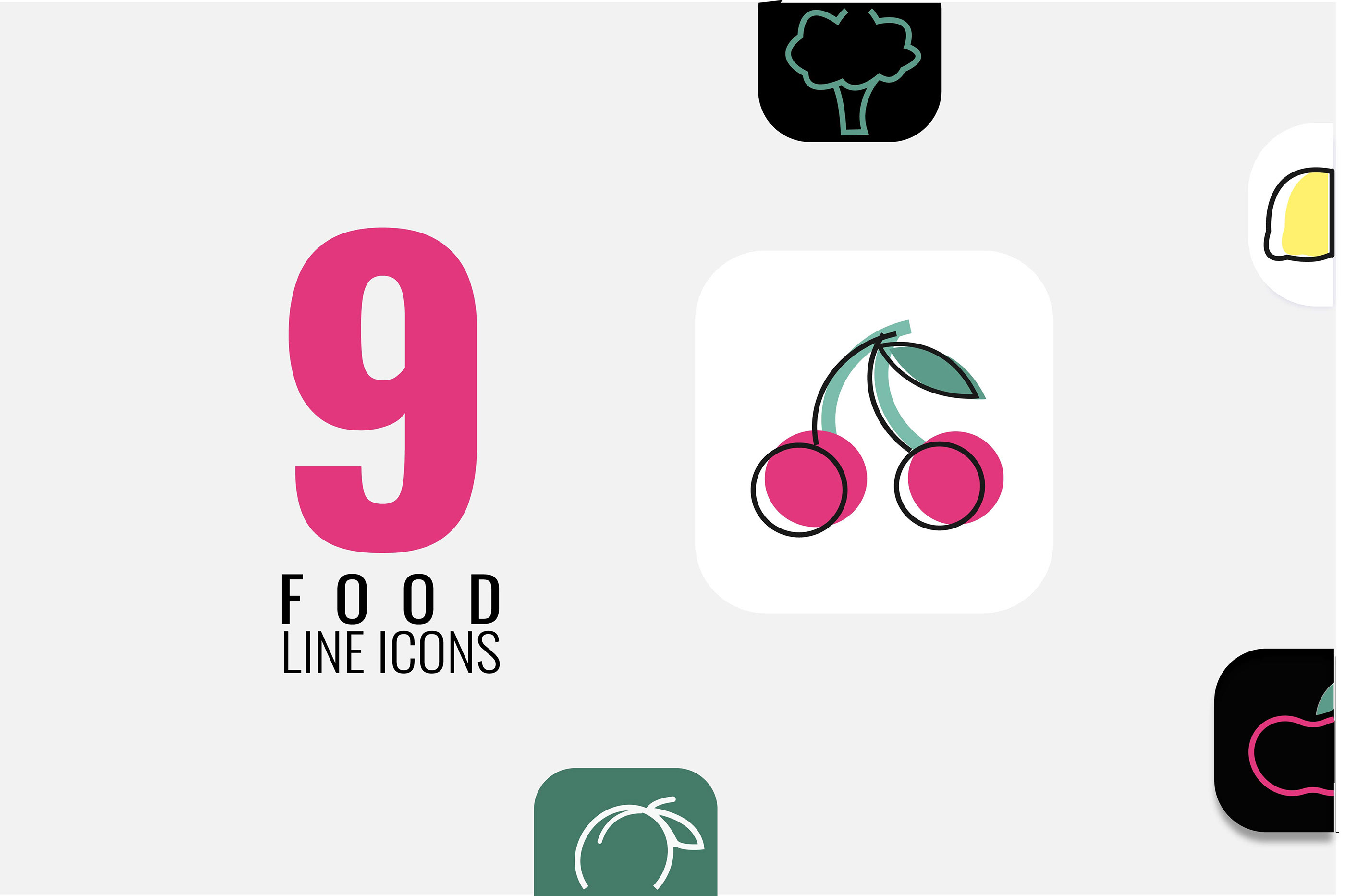 Healthy food line icons — Изображение №1 — Графика, Маркетинг на Dprofile